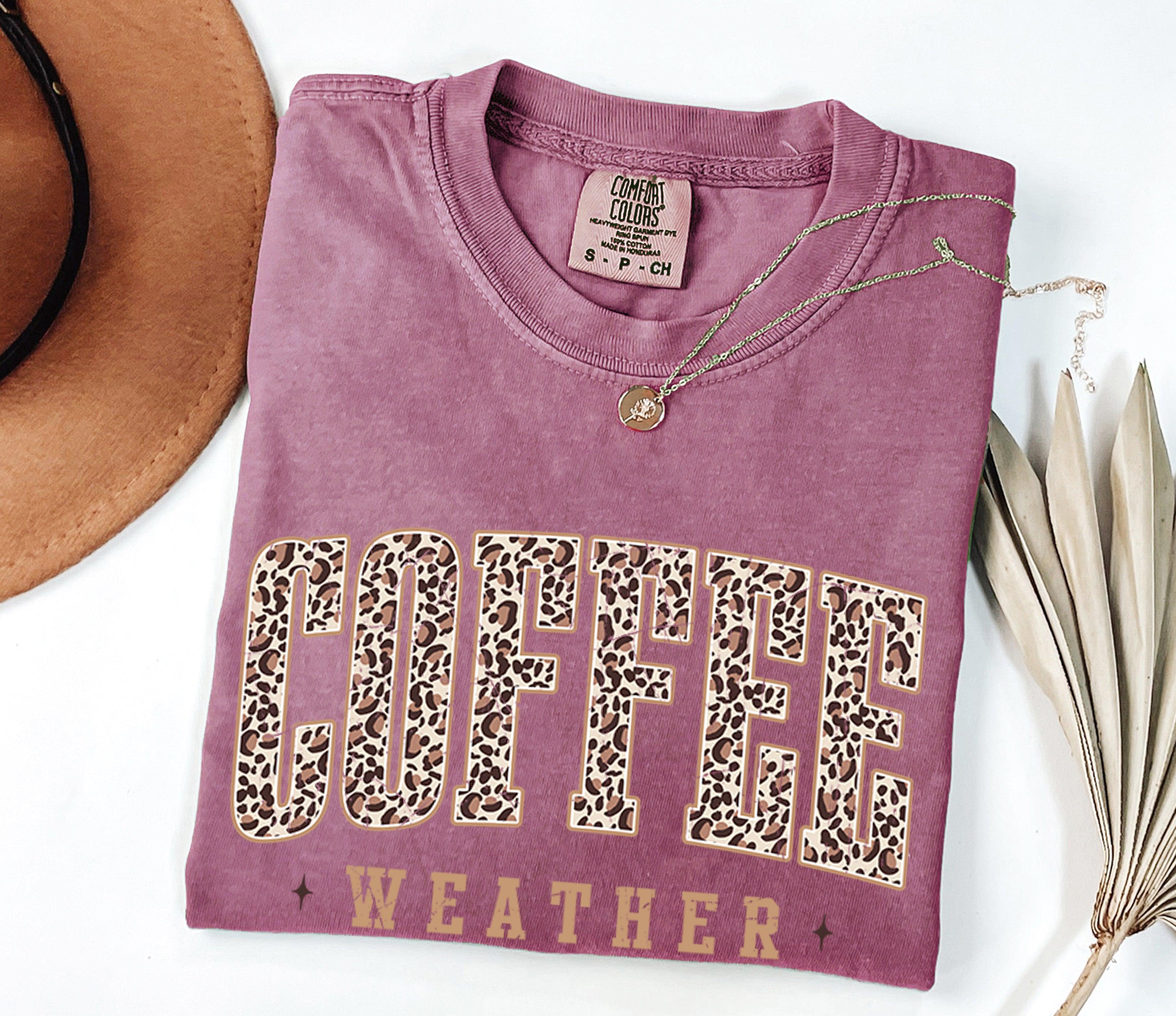 Coffee Weather Fall Thanksgiving day Christmas Autumn Comfort Colors Garment Dyed T Shirt