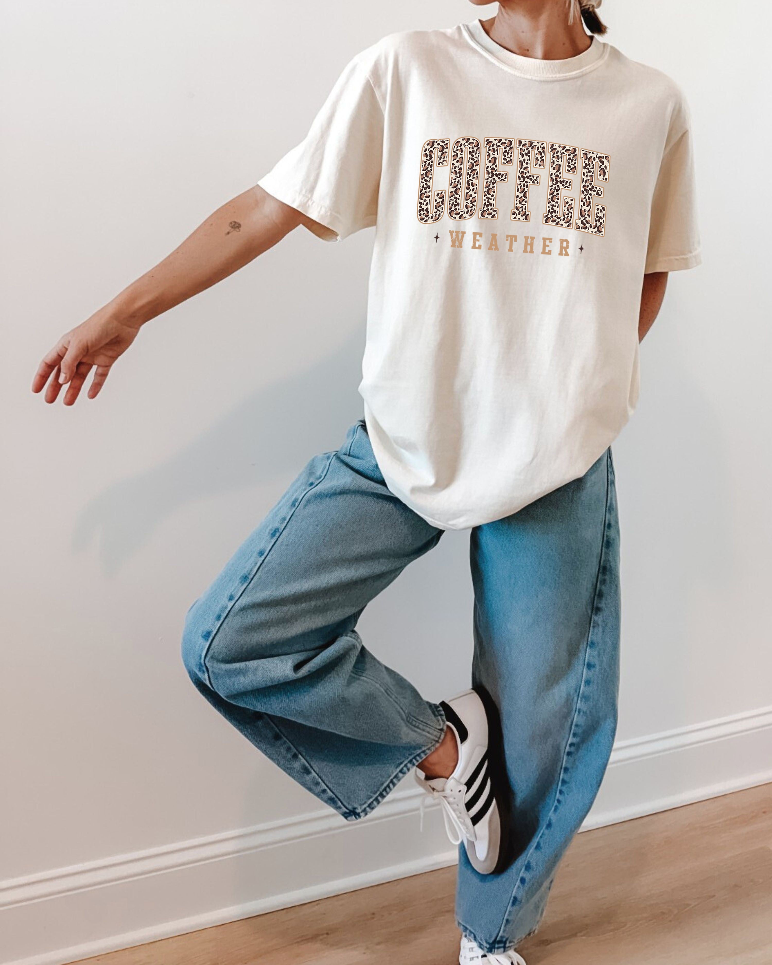 Coffee Weather Fall Thanksgiving day Christmas Autumn Comfort Colors Garment Dyed T Shirt