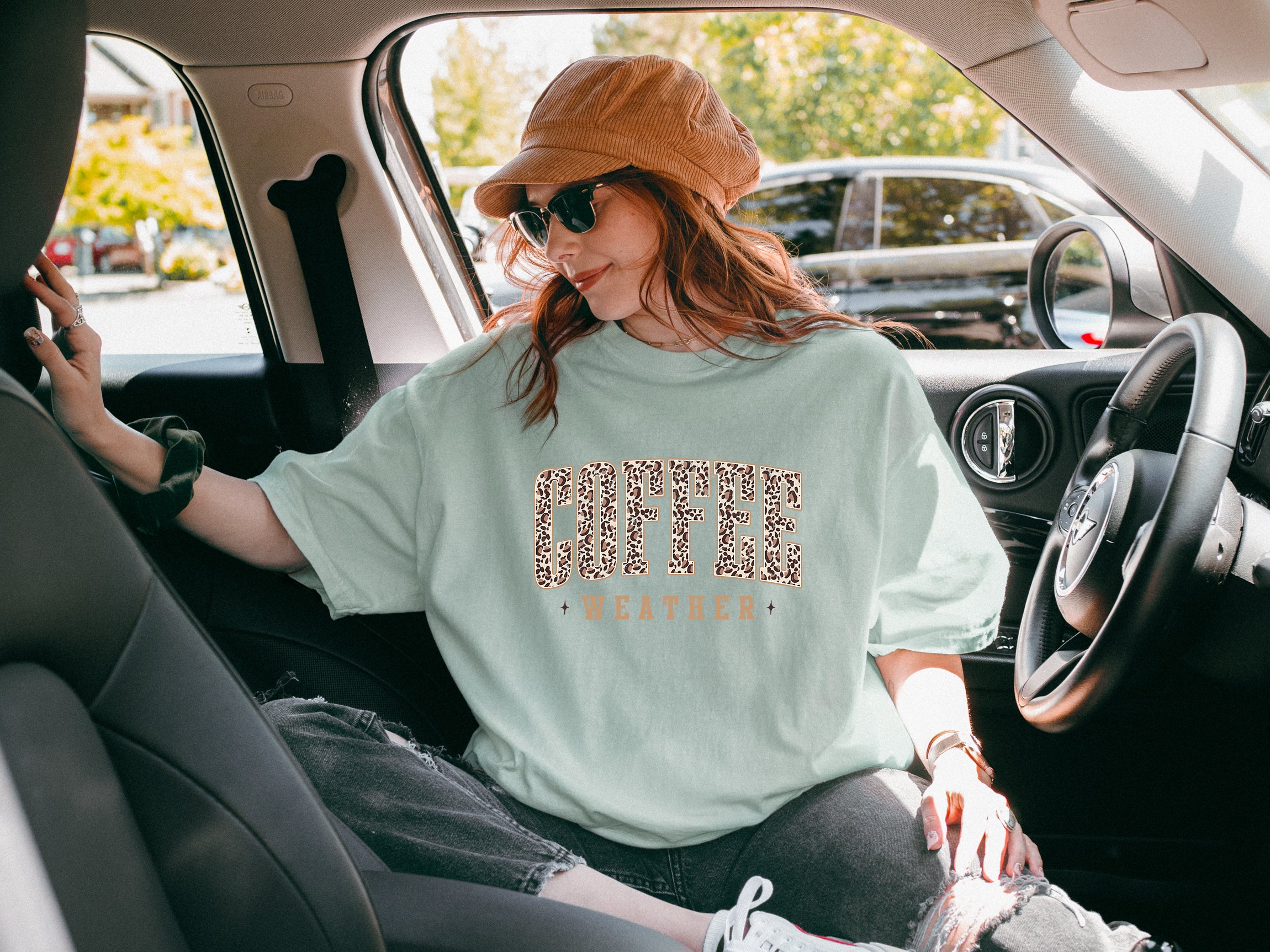 Coffee Weather Fall Thanksgiving day Christmas Autumn Comfort Colors Garment Dyed T Shirt