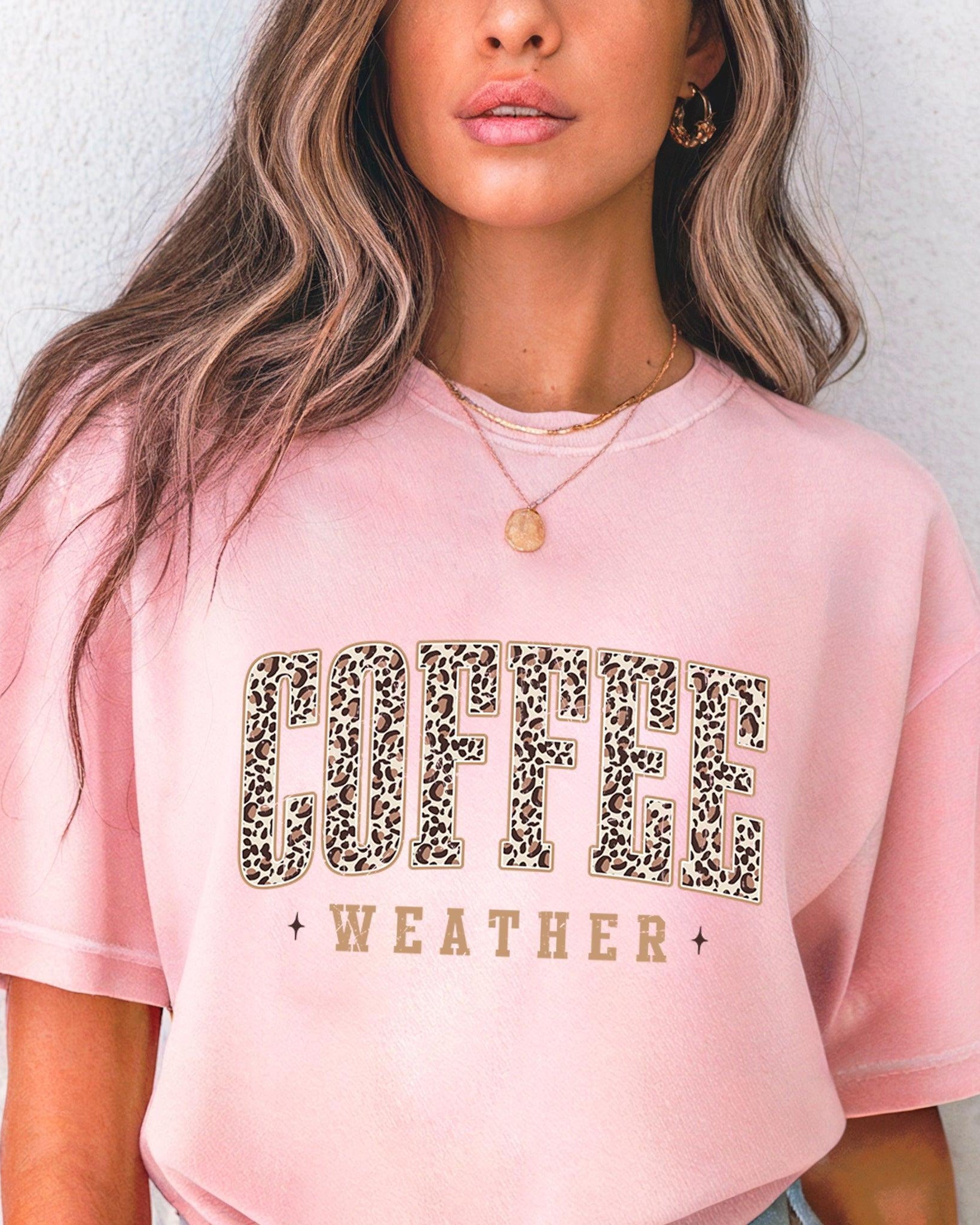 Coffee Weather Fall Thanksgiving day Christmas Autumn Comfort Colors Garment Dyed T Shirt