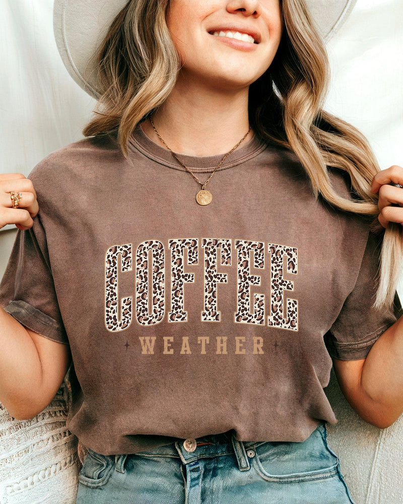 Coffee Weather Fall Thanksgiving day Christmas Autumn Comfort Colors Garment Dyed T Shirt