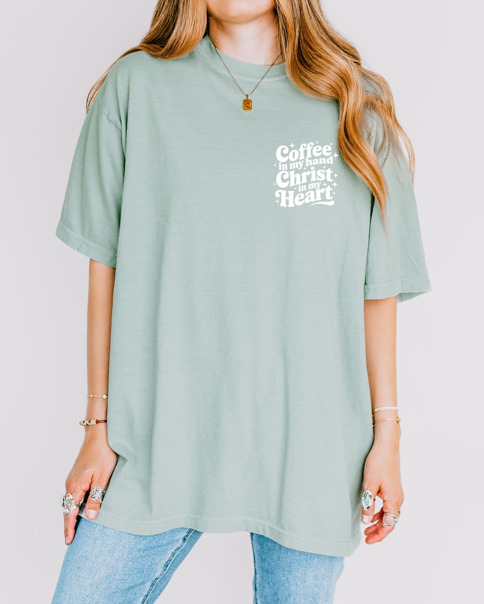 Coffee in my hand Christ in my heart Fall Thanksgiving day Christmas Autumn Comfort Colors Garment Dyed T Shirt
