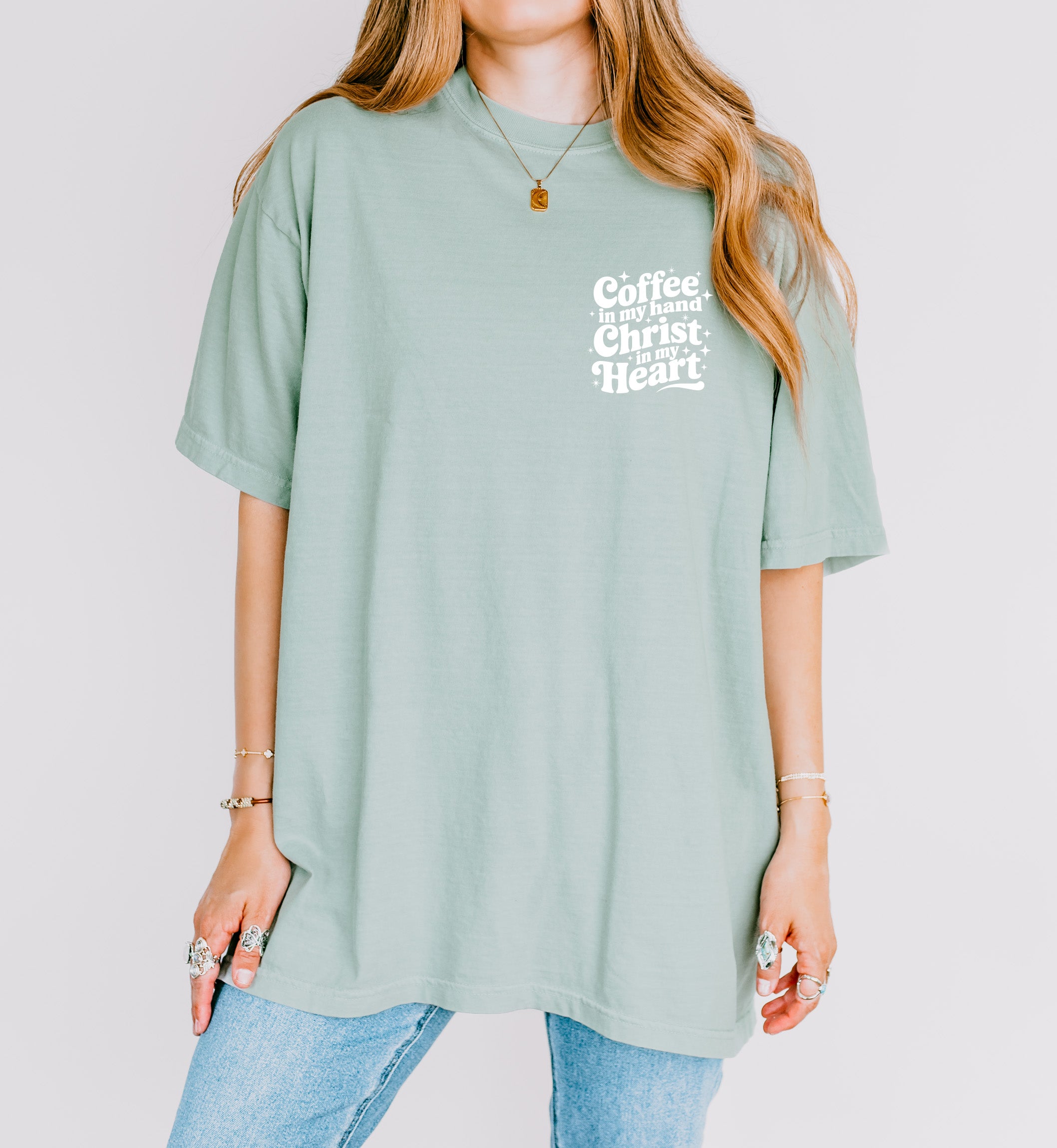 Coffee in my hand Christ in my heart Fall Thanksgiving day Christmas Autumn Comfort Colors Garment Dyed T Shirt