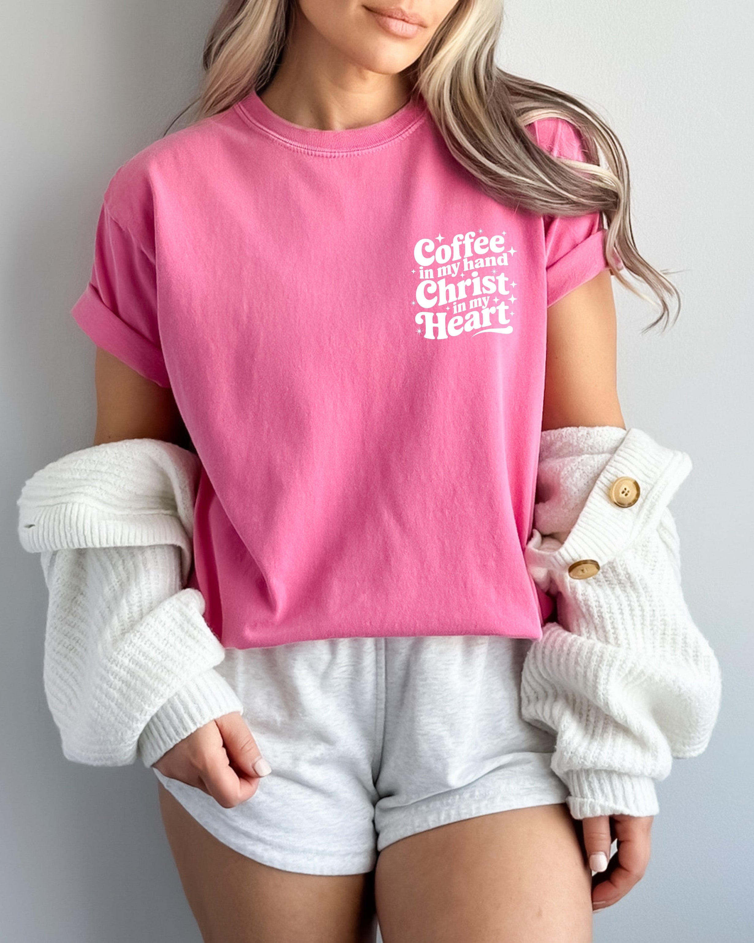 Coffee in my hand Christ in my heart Fall Thanksgiving day Christmas Autumn Comfort Colors Garment Dyed T Shirt