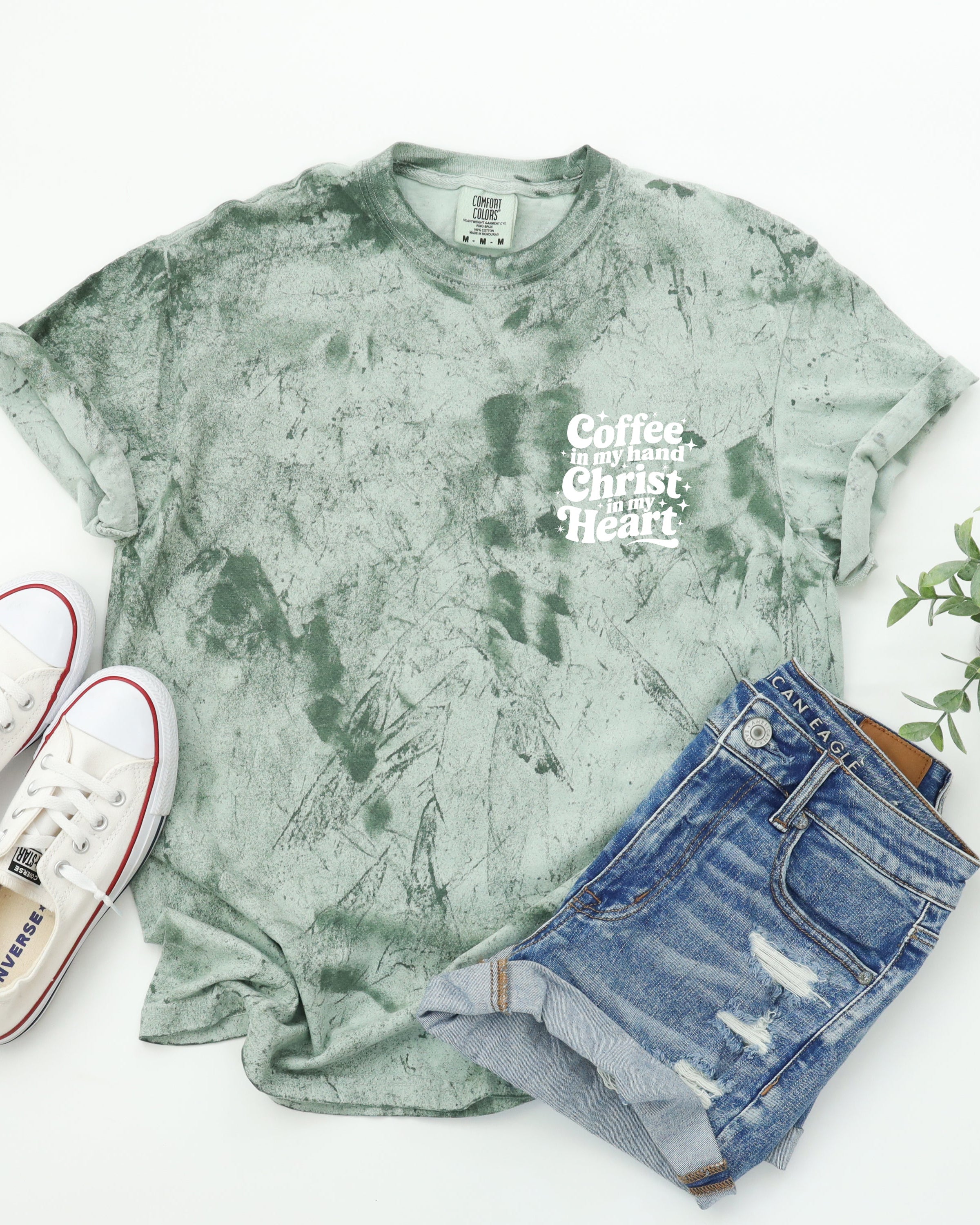 Coffee in my hand Christ in my heart Fall Thanksgiving day Christmas Autumn Comfort Colors Garment Dyed T Shirt