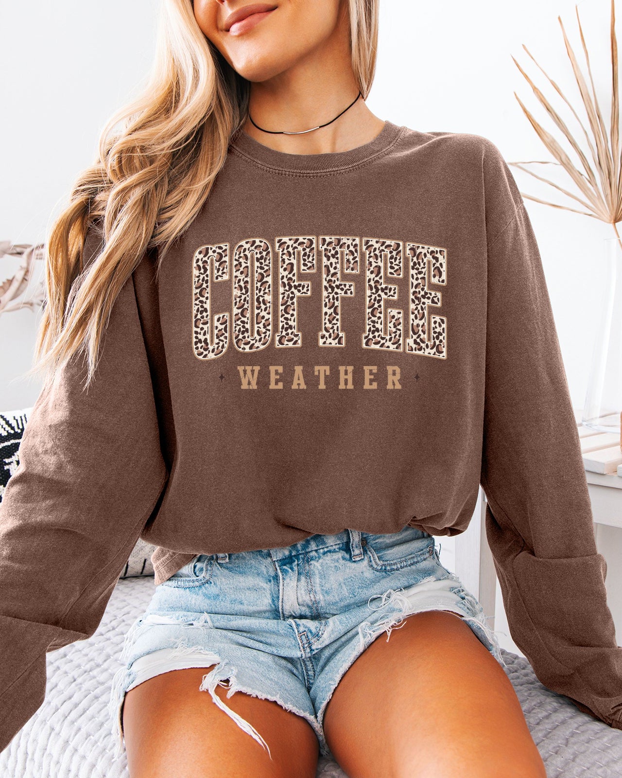 Comfort Colors Coffee Weather Fall Thanksgiving Day Long Sleeve Shirt