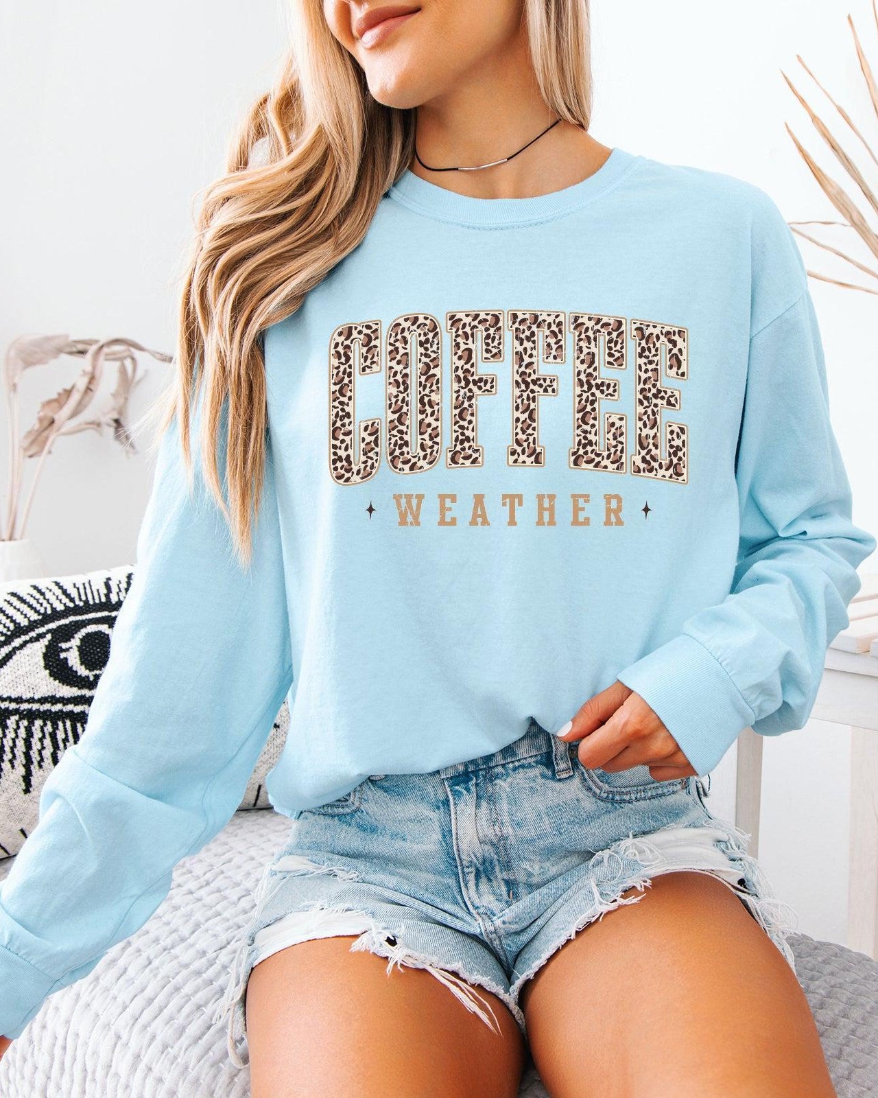 Comfort Colors Coffee Weather Fall Thanksgiving Day Long Sleeve Shirt