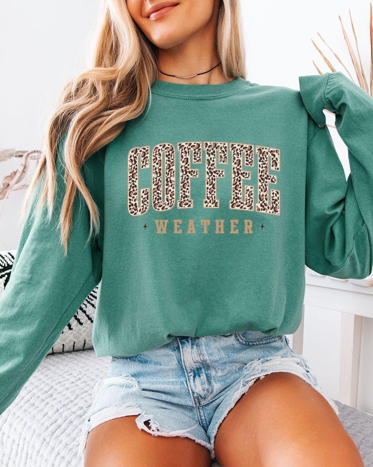 Comfort Colors Coffee Weather Fall Thanksgiving Day Long Sleeve Shirt