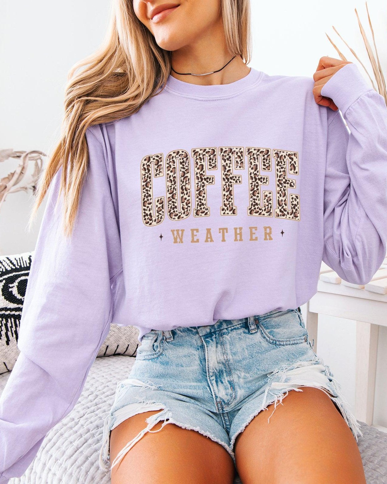Comfort Colors Coffee Weather Fall Thanksgiving Day Long Sleeve Shirt
