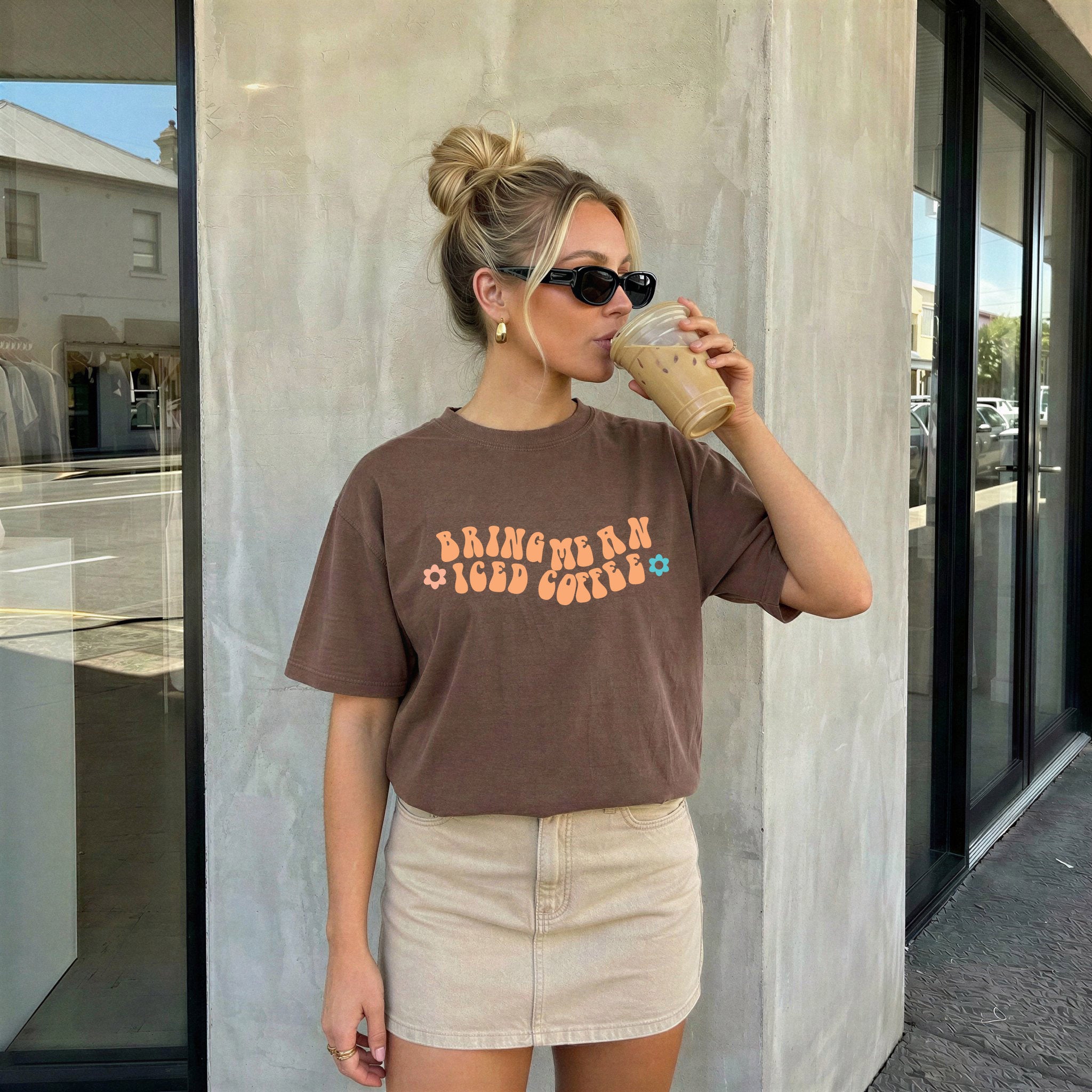Bring me an Iced Coffee Latte Comfort Colors Garment Dyed T Shirt