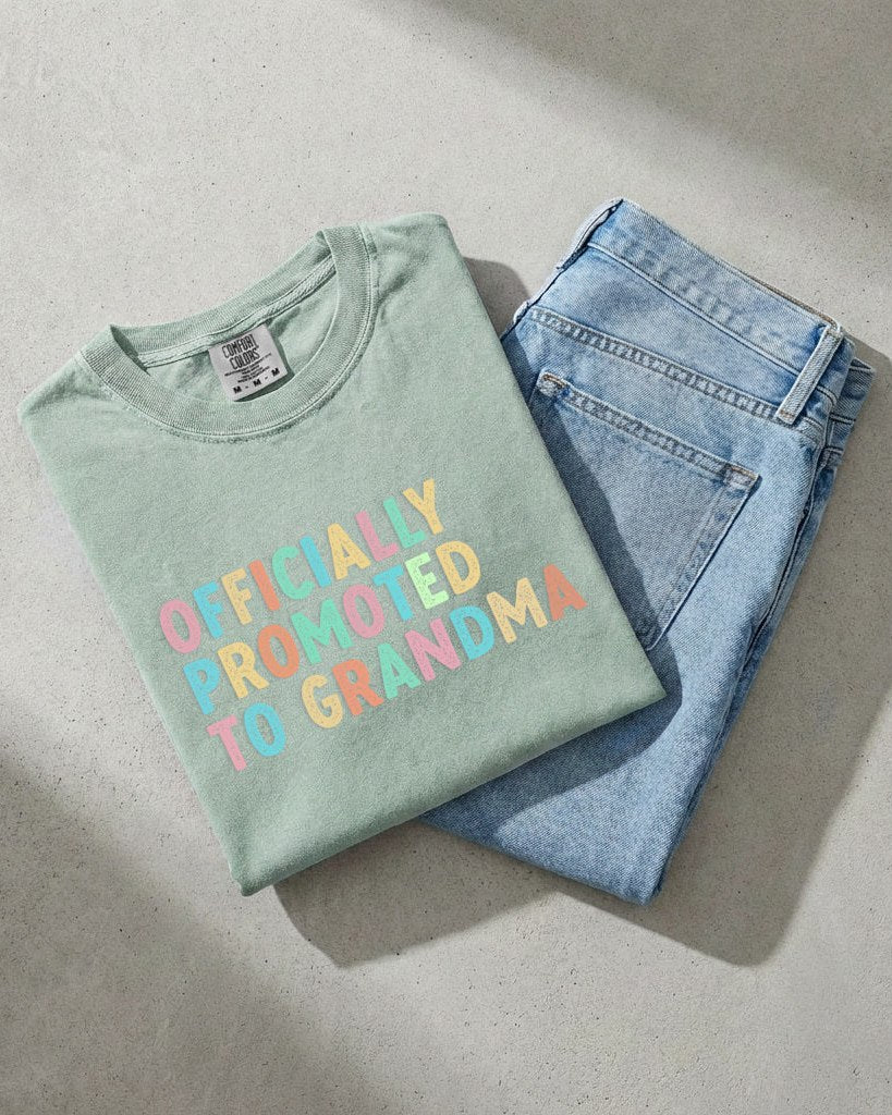 Officially Promoted To Grandma Comfort Colors T-Shirt, Pregnancy Announcement Gift