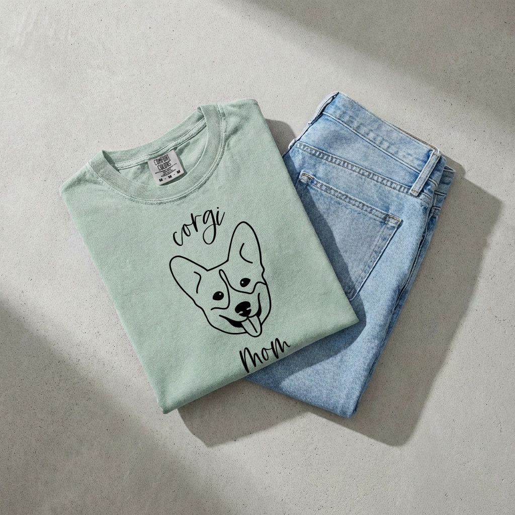 Corgi Dog Mom Comfort Colors T Shirt (center)