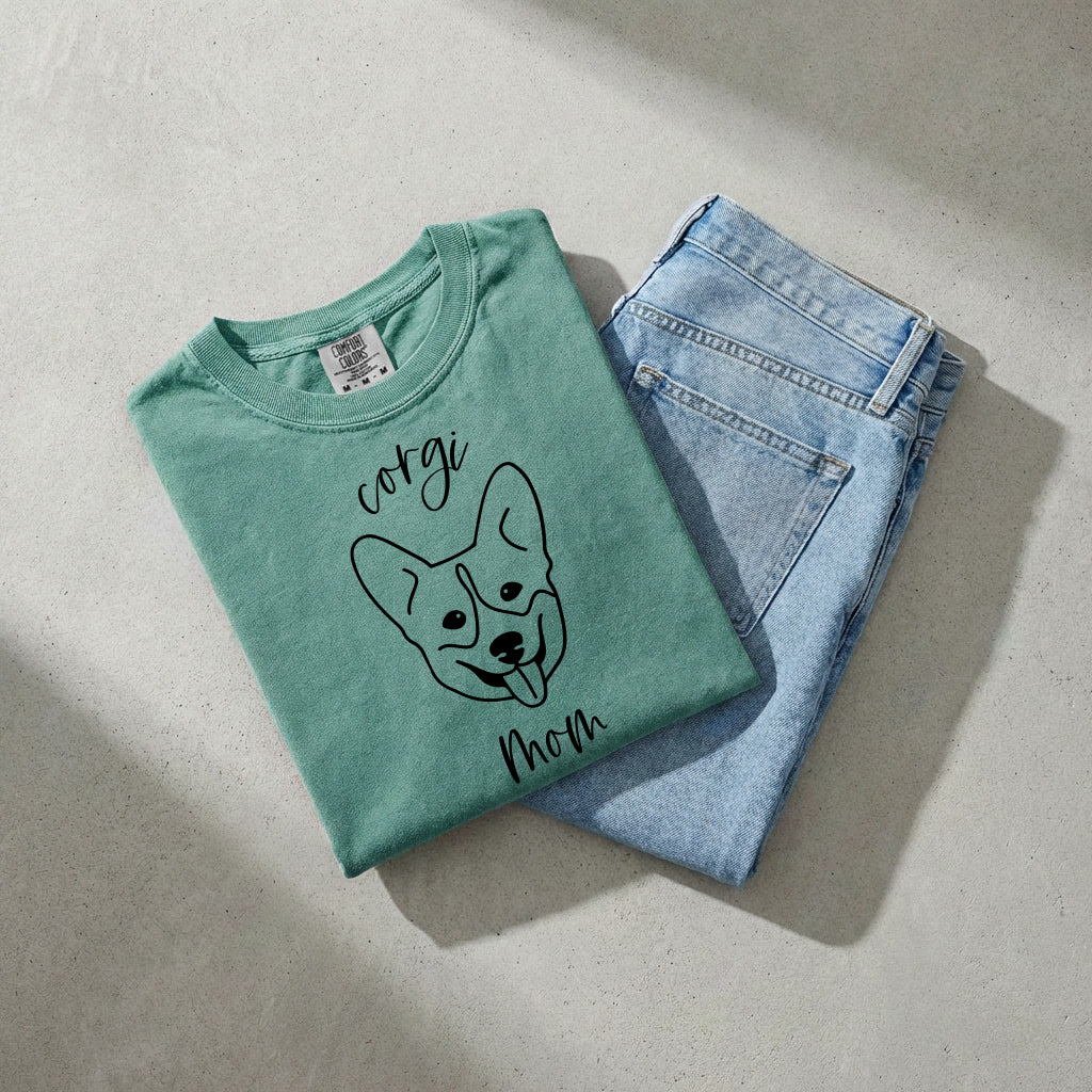 Corgi Dog Mom Comfort Colors T Shirt (center)