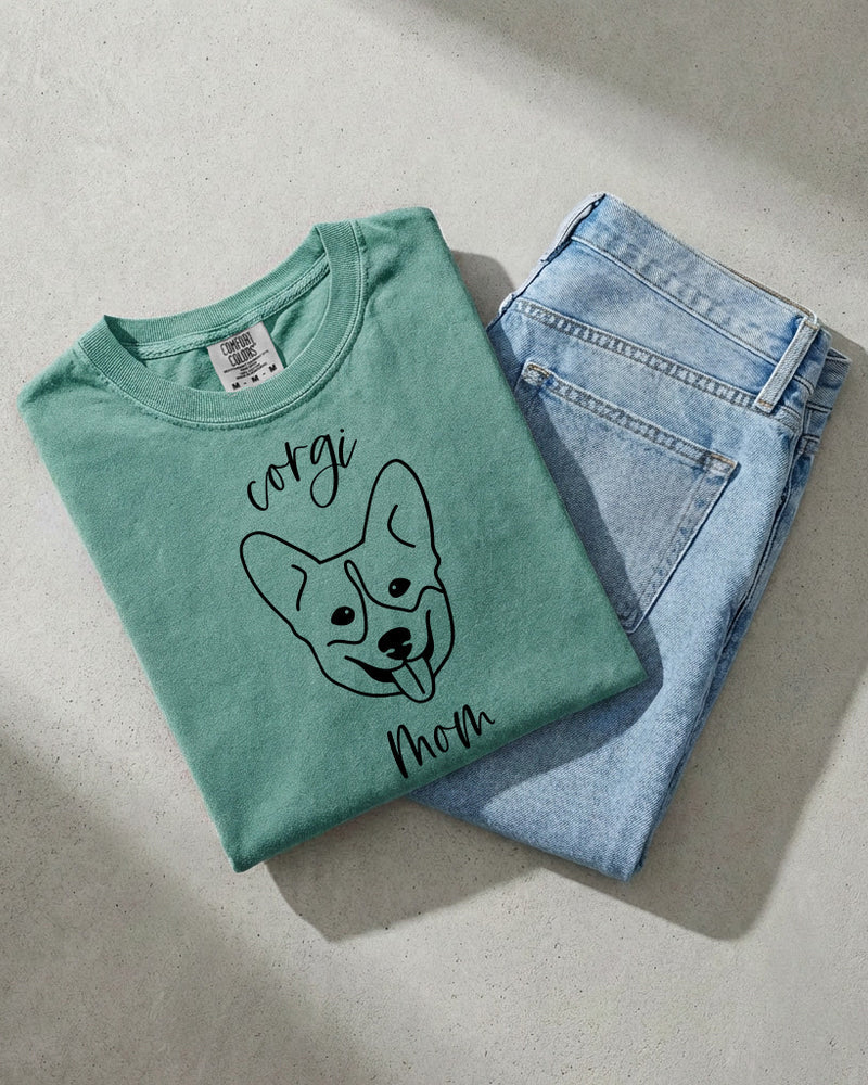 Corgi Dog Mom Comfort Colors T Shirt (center)