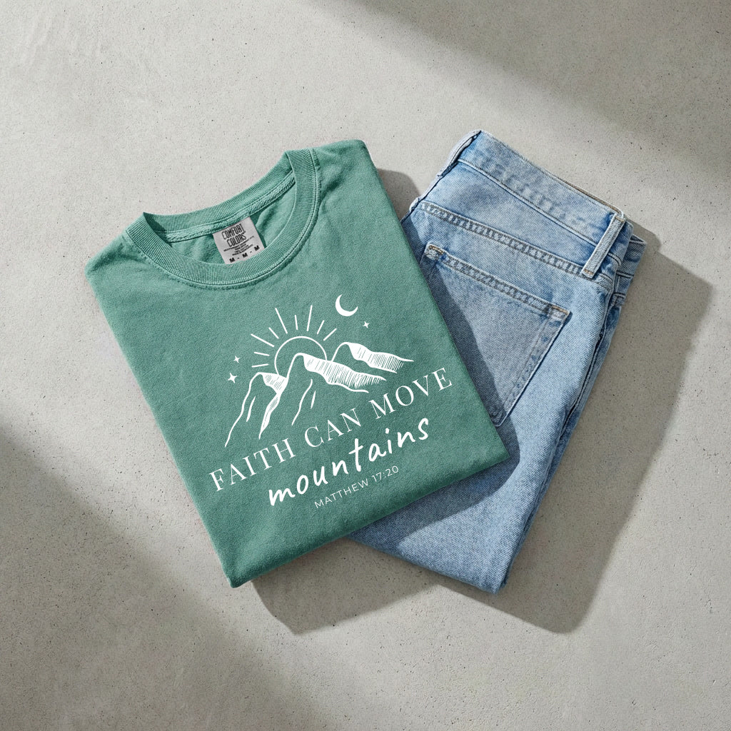 Faith can move mountains Comfort Colors Garment Dyed T Shirt (New)
