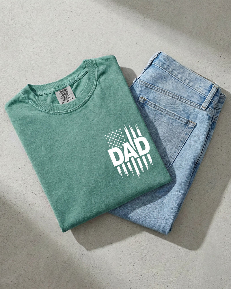 Dad America USA Flag Comfort Colors T Shirt Father's day Memorial Day 4th of July