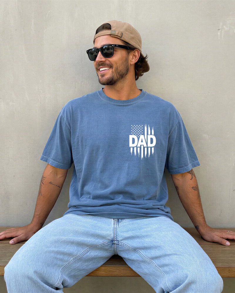 Dad America USA Flag Comfort Colors T Shirt Father's day Memorial Day 4th of July