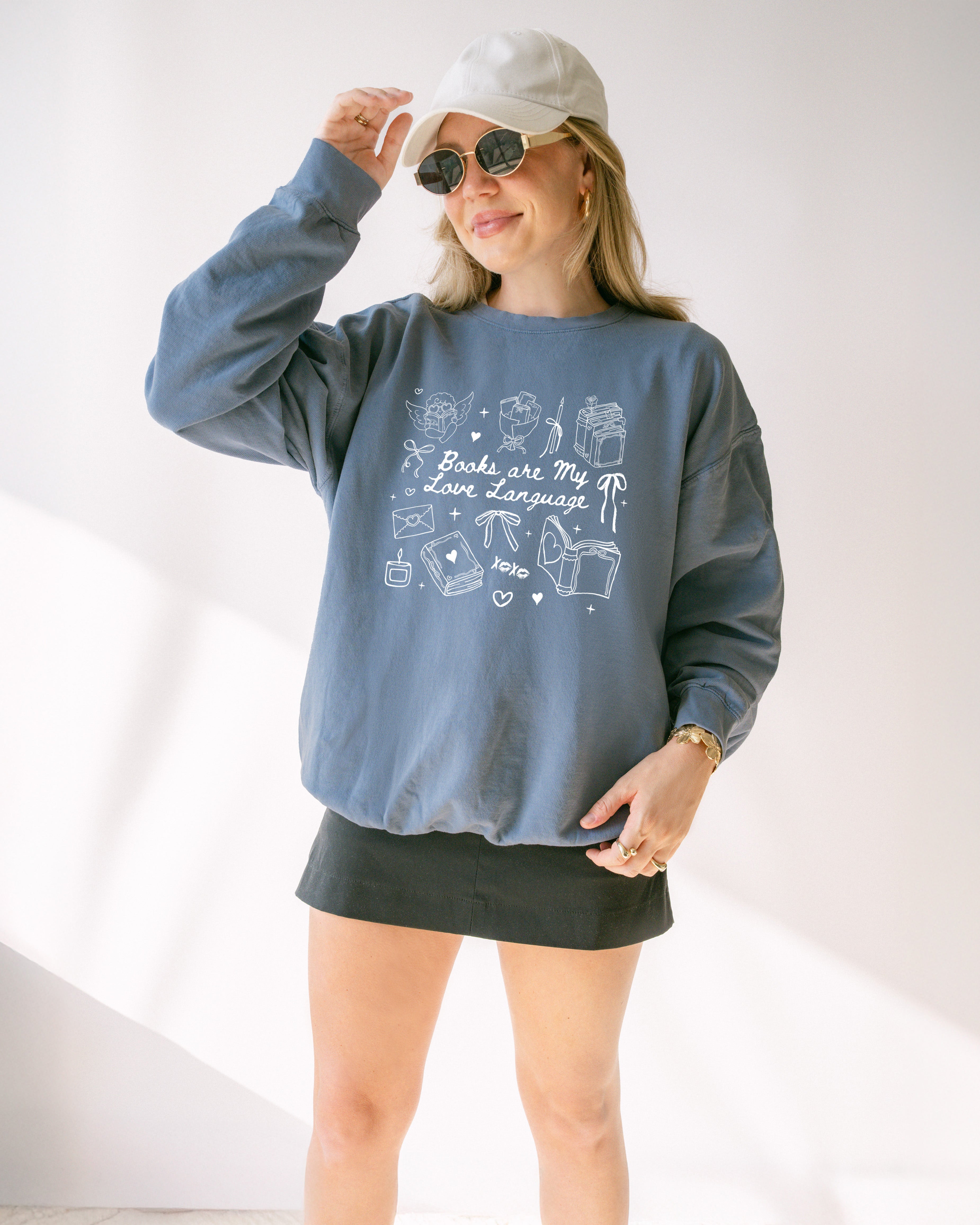 Book Lover Books are my love language Valentine's Day Garment Dyed Comfort Colors Sweatshirt