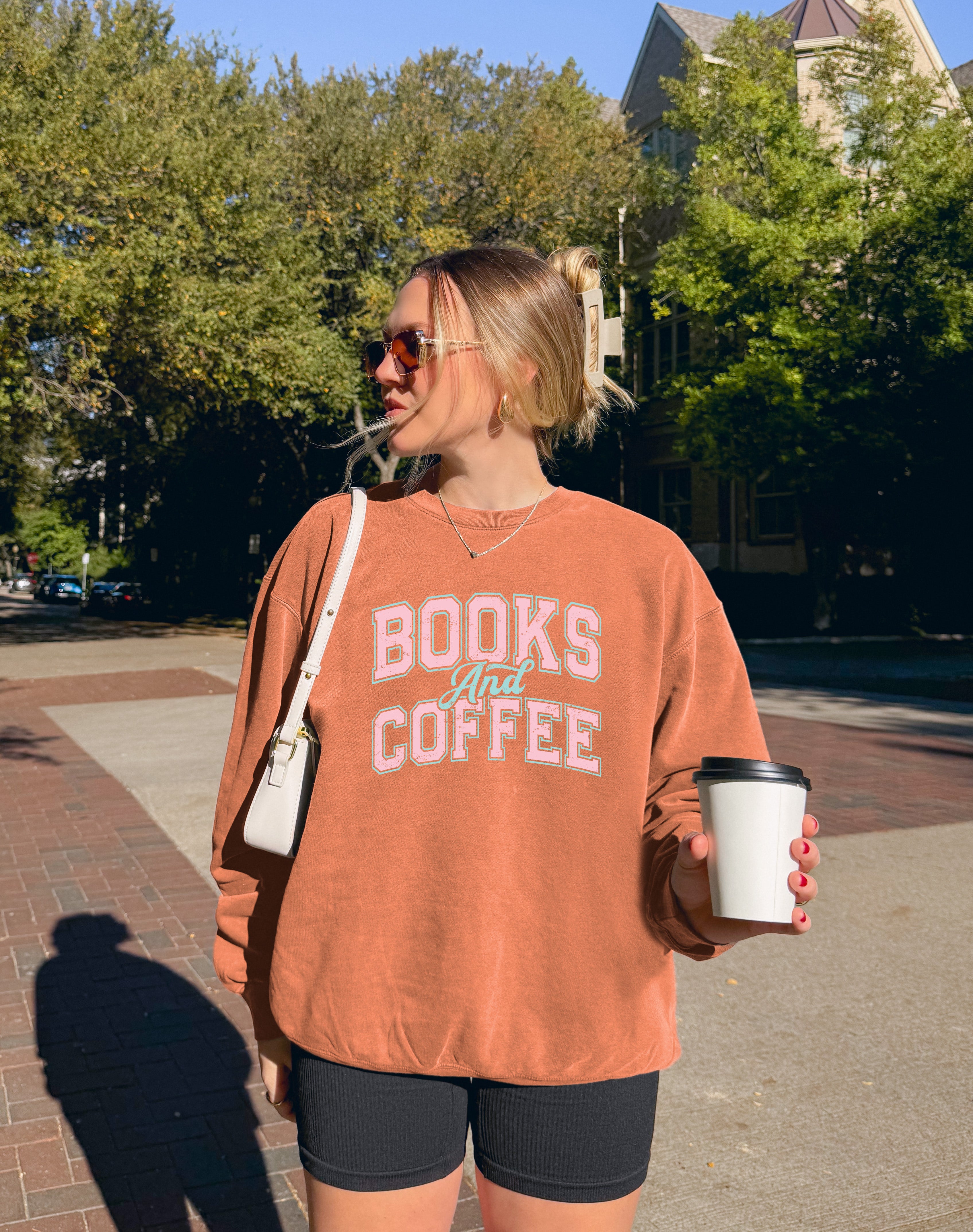 Books and Coffee Garment Dyed Comfort Colors Sweatshirt