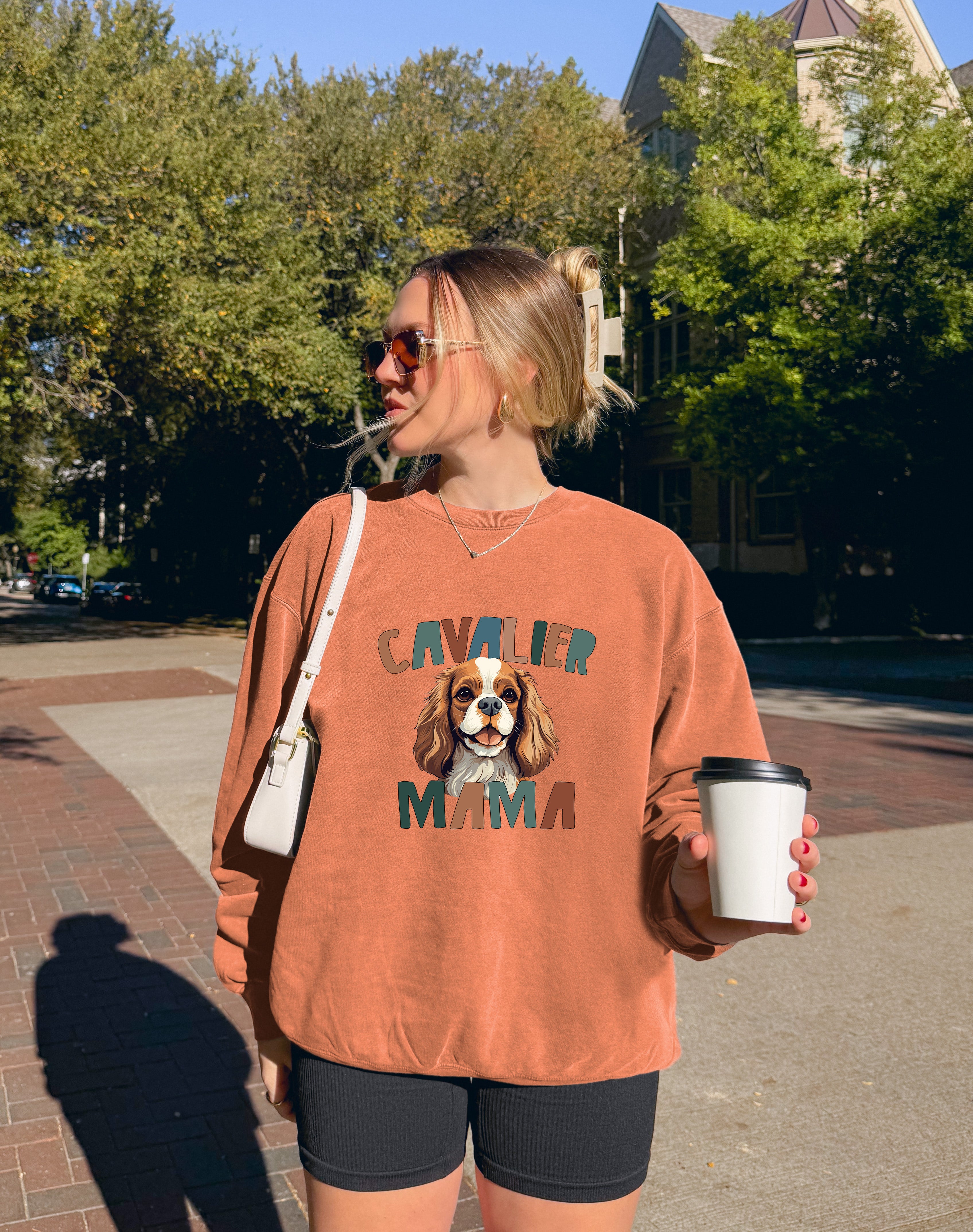 Cavalier King Charles Spaniel Dog Mom Garment Dyed Comfort Colors Sweatshirt (Color)