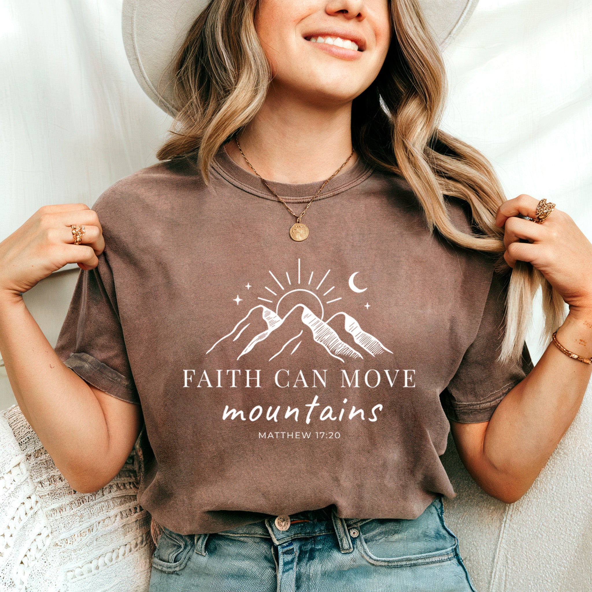 Faith can move mountains Comfort Colors Garment Dyed T Shirt (New)
