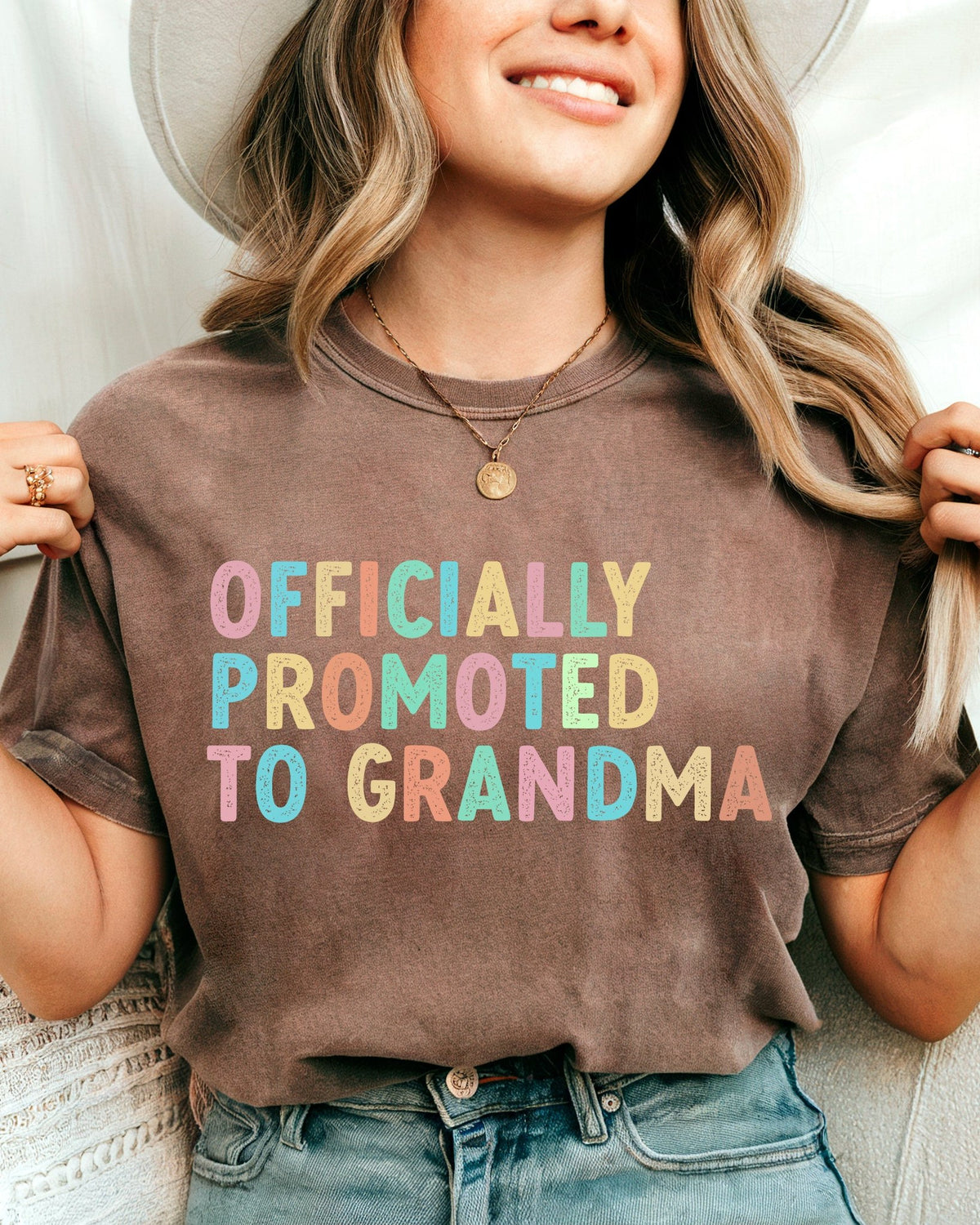 Officially Promoted To Grandma Comfort Colors T-Shirt, Pregnancy Announcement Gift