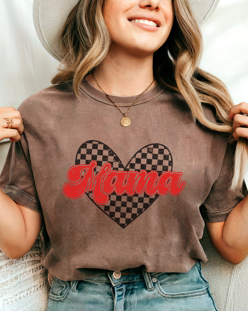 Mama Love Comfort Colors T Shirt (Checkered)