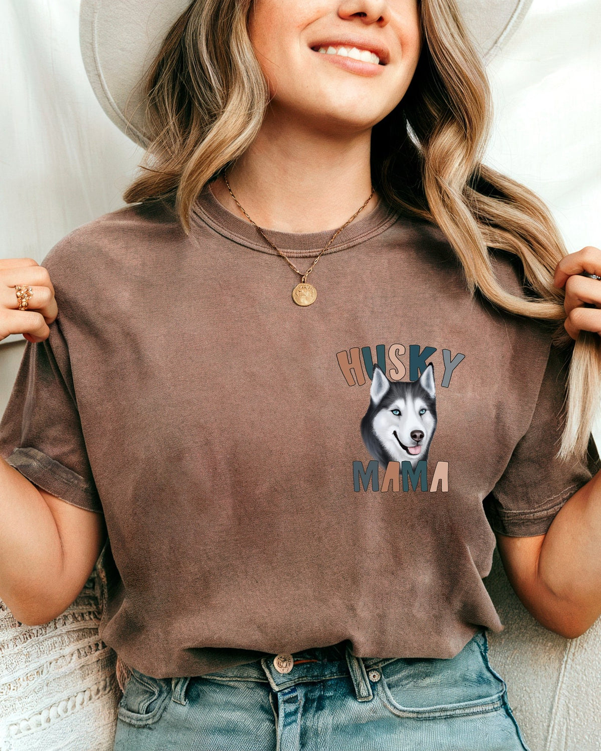 Husky Dog Mom Comfort Colors T-Shirt (Center), Gift for Women