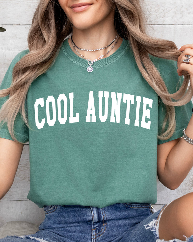 Cool Auntie Comfort Colors Graphic Tees (High School Font)