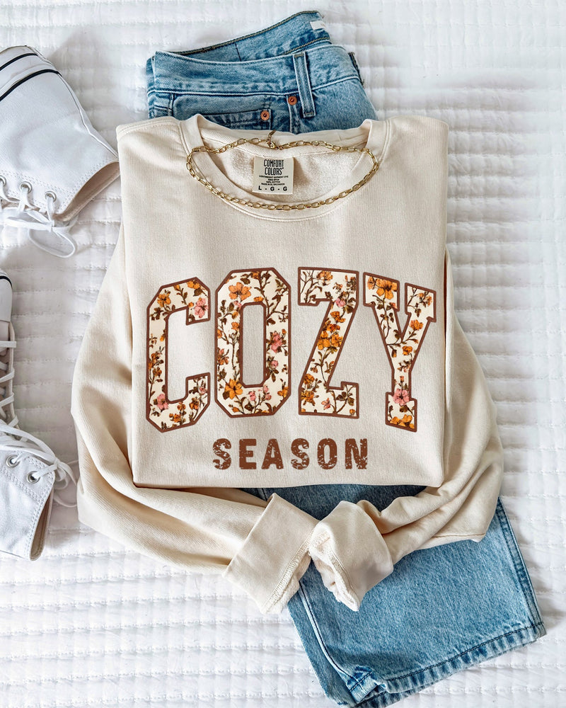 Cozy Season Fall Autumn Thanksgiving day Garment Dyed Comfort Colors Sweatshirt
