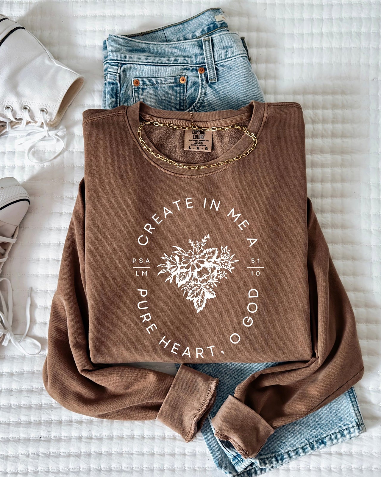 Create In Me A Pure Heart Inspirational Christian Garment Dyed Comfort Colors Sweatshirt