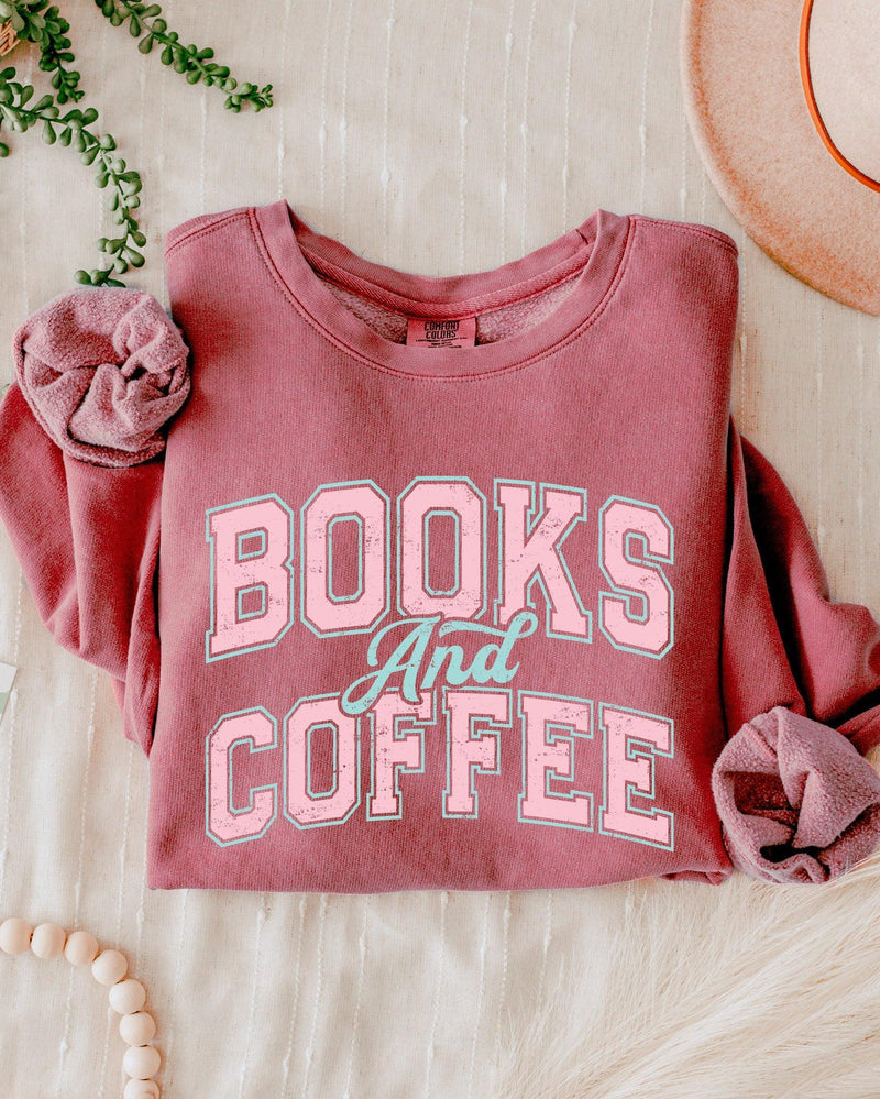 Books and Coffee Garment Dyed Comfort Colors Sweatshirt