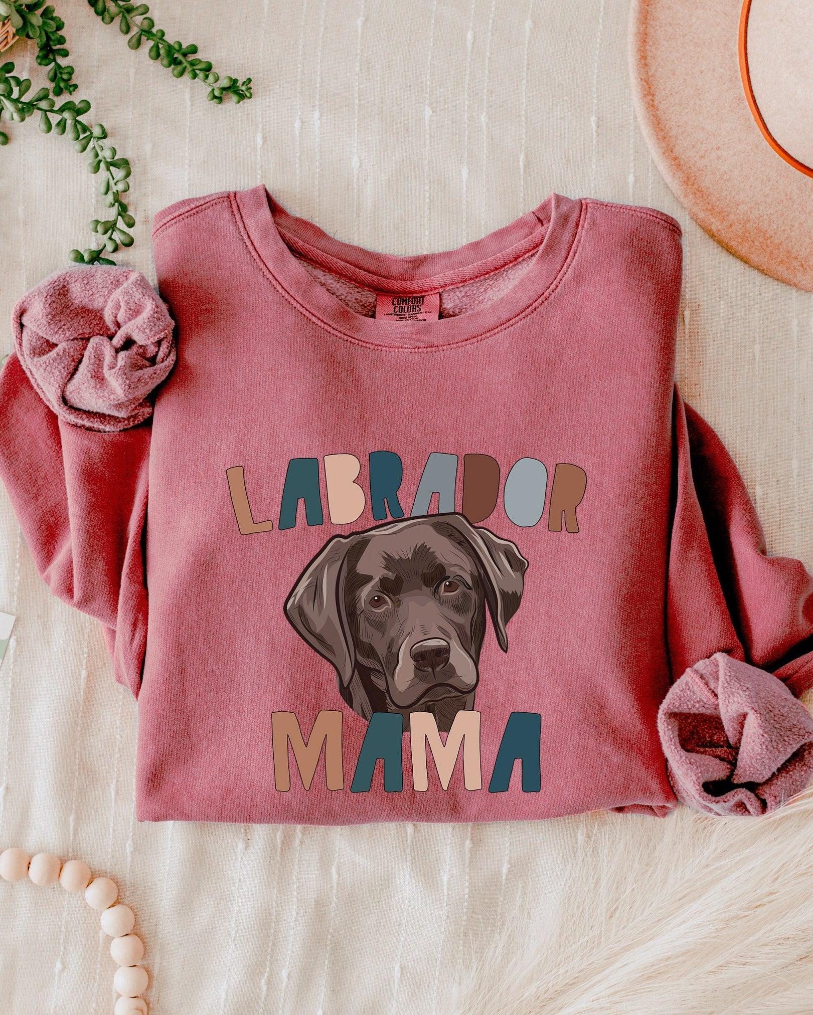Chocolate Labrador Retriever Dog Mom Garment Dyed Comfort Colors Sweatshirt (Color)