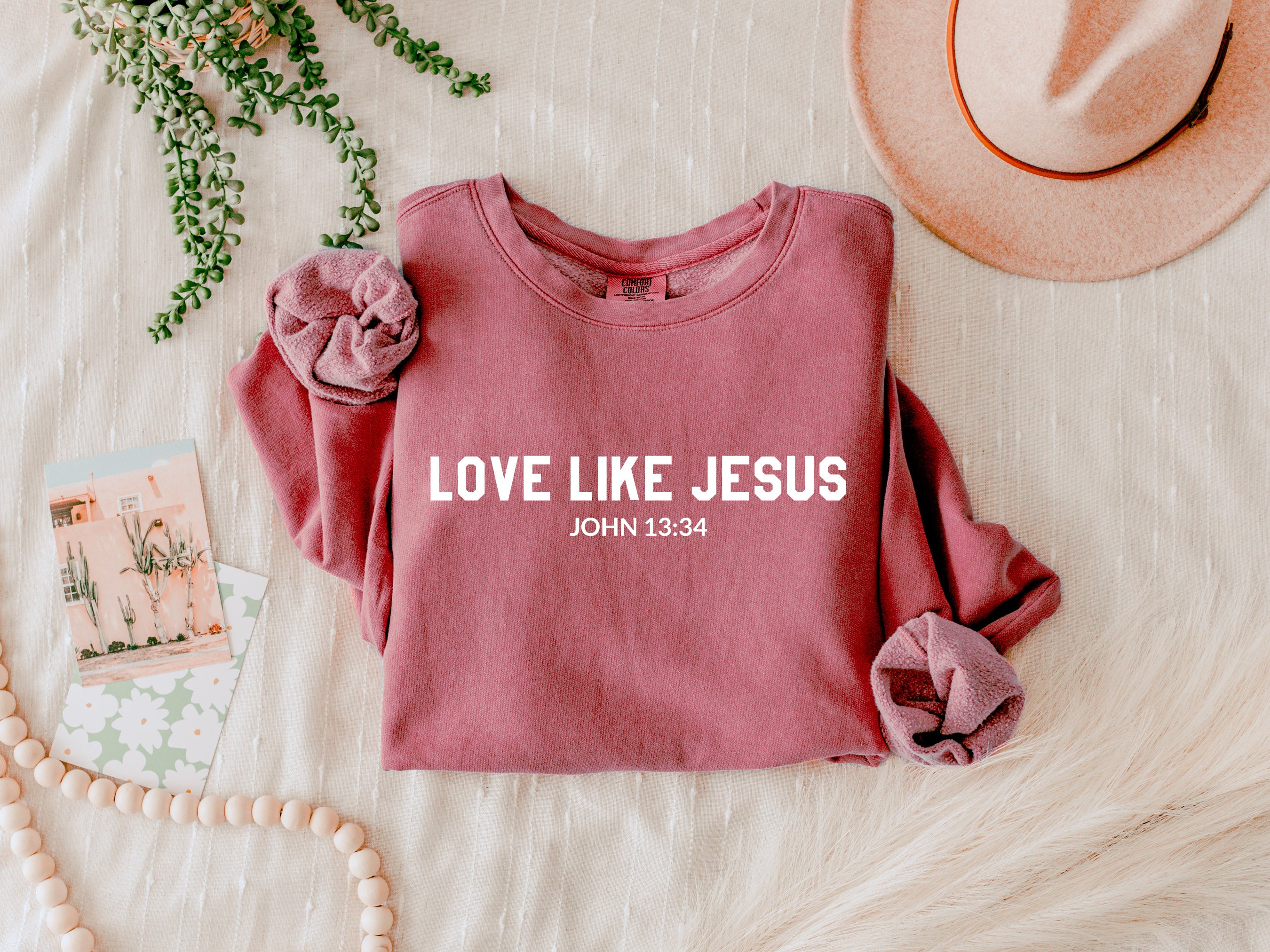 Love Like Jesus Christian Garment Dyed Comfort Colors Sweatshirt