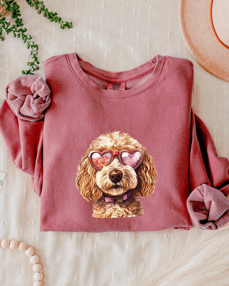 Doodle Dog Mom Garment Dyed Comfort Colors Sweatshirt (Valentine's Day)