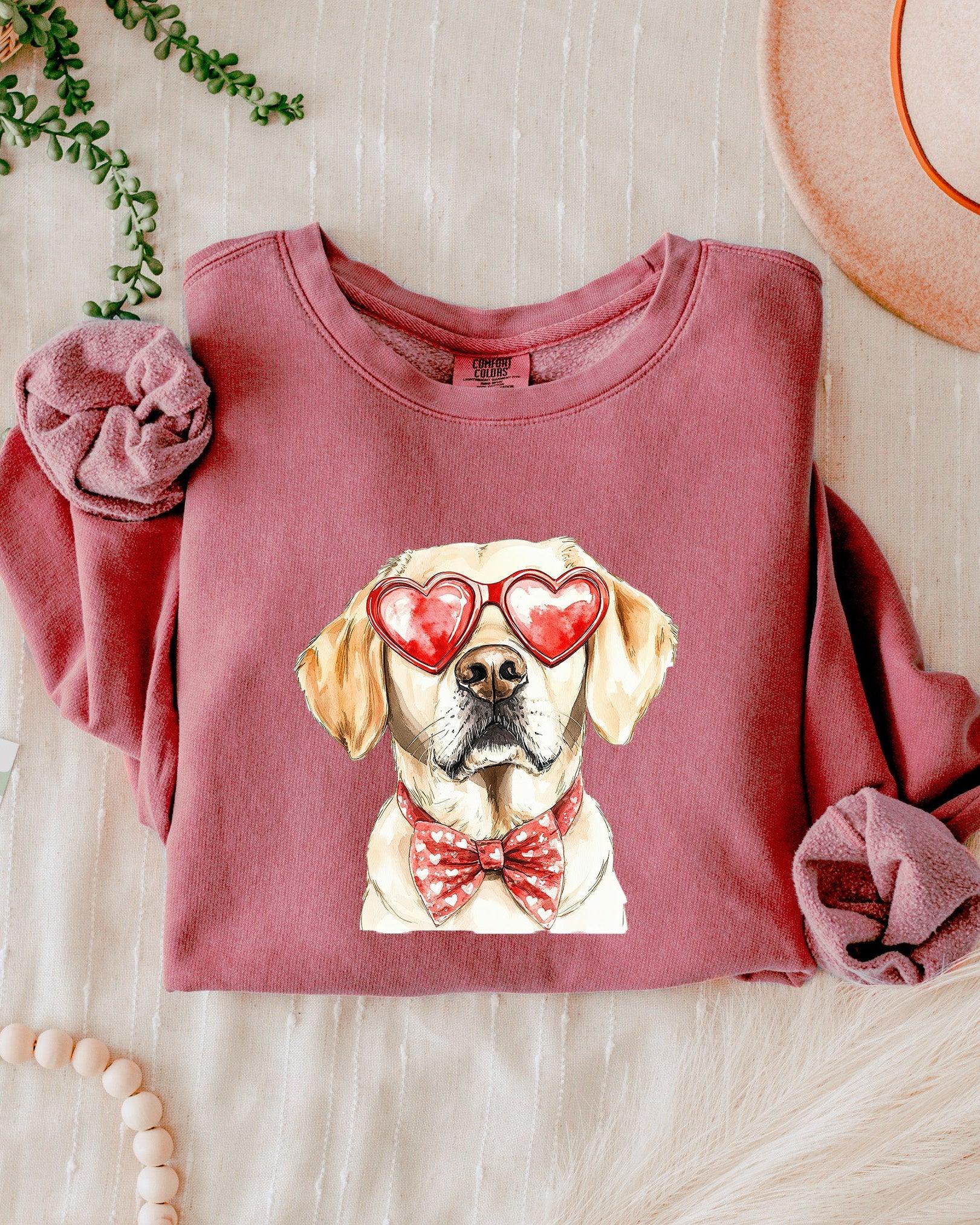 Yellow Labrador Retriever Valentine's day Dog Mom Garment Dyed Comfort Colors Sweatshirt