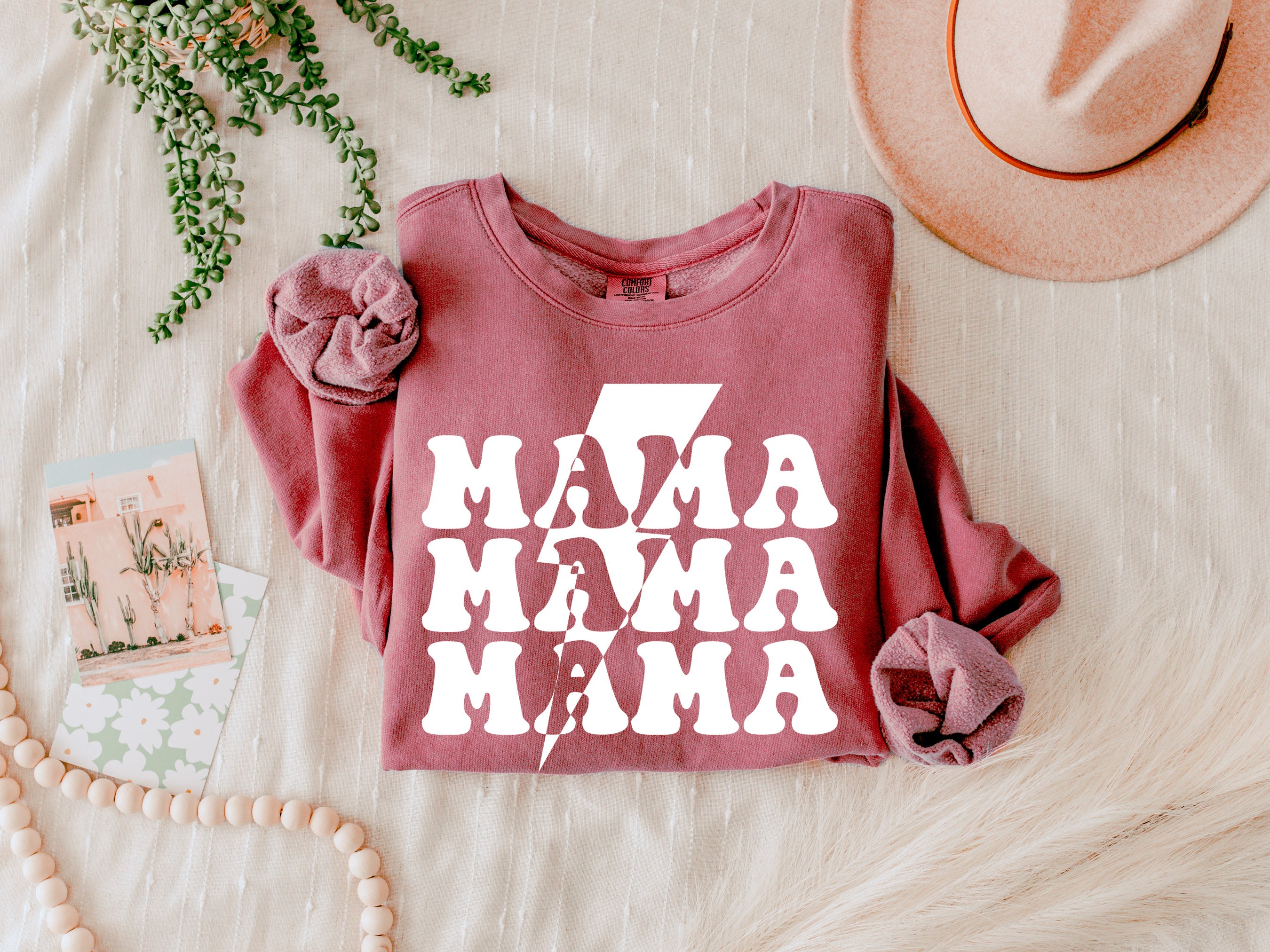 Mama Lightning Garment Dyed Comfort Colors Sweatshirt