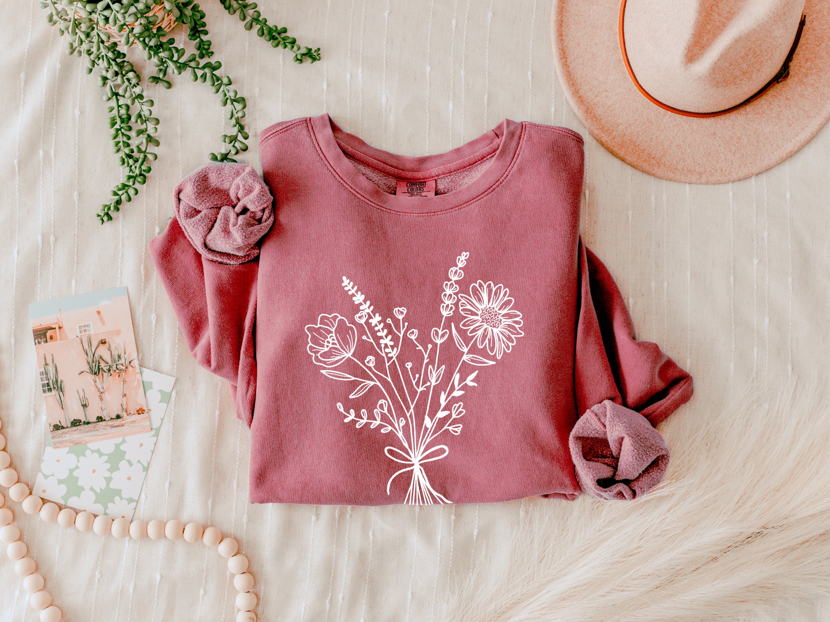 Wildflower Bouquet Plant Botanical Garment Dyed Comfort Colors Sweatshirt