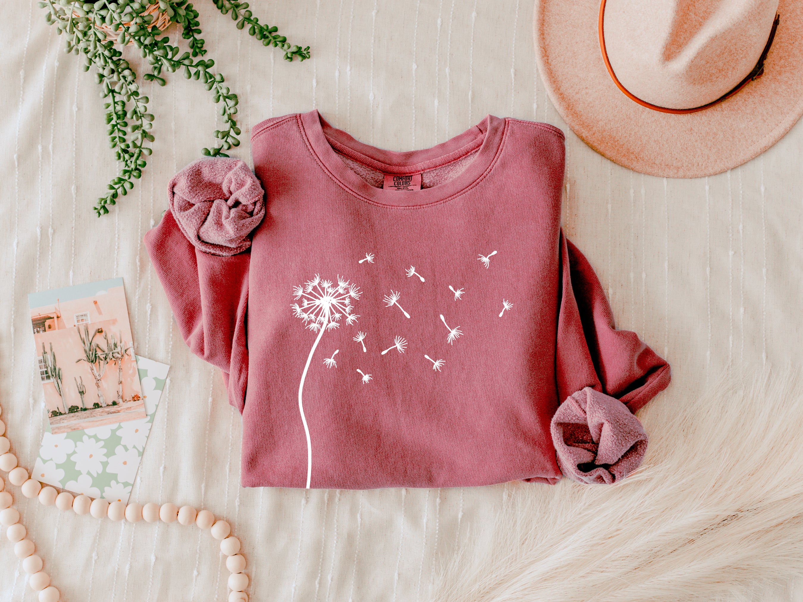 Dandelion Plant Botanical Garment Dyed Comfort Colors Sweatshirt