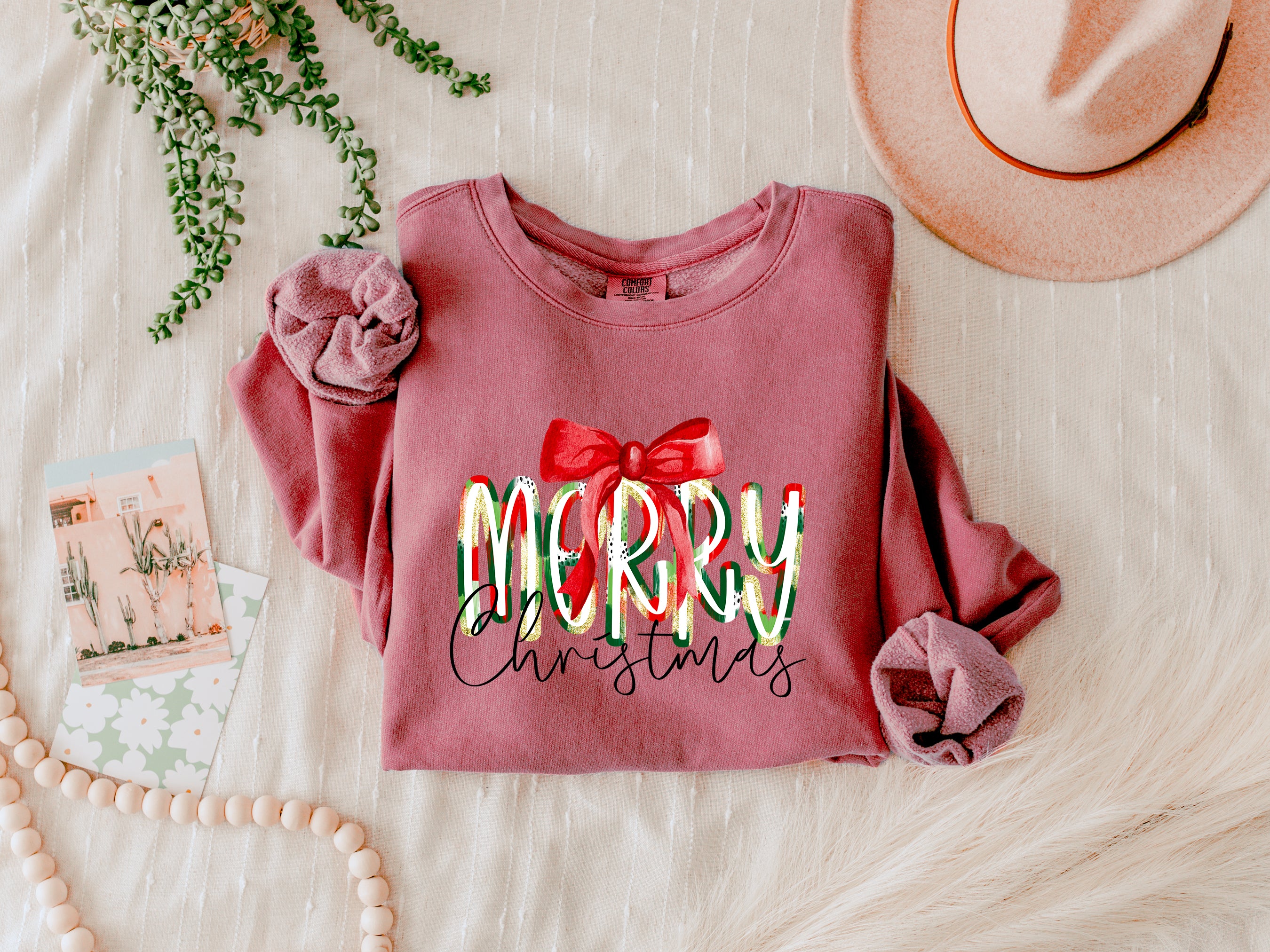 Merry Christmas Winter Holiday Fall Autumn Inspirational Garment Dyed Comfort Colors Sweatshirt
