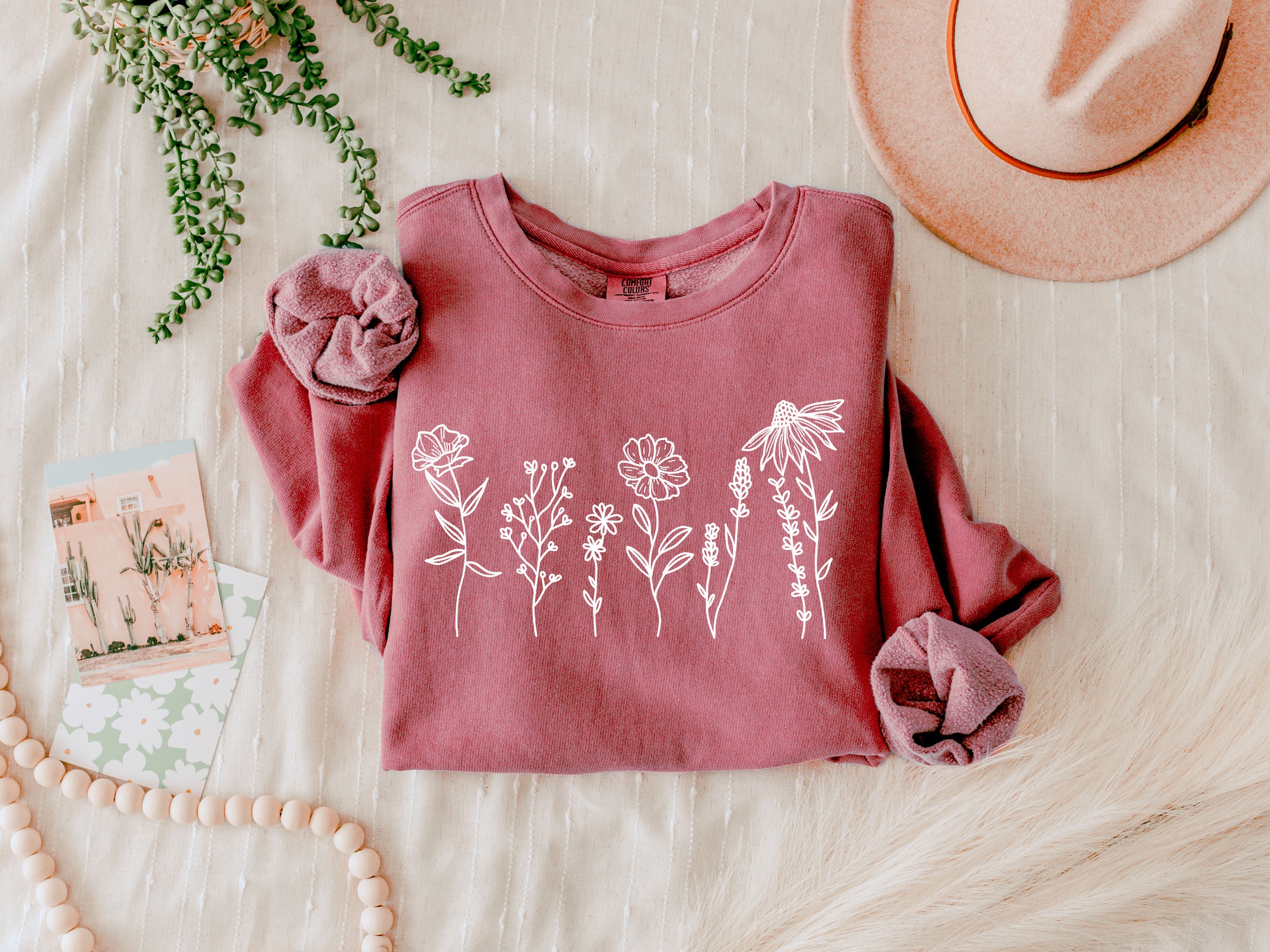 Wildflowers Botanical Garment Dyed Comfort Colors Sweatshirt