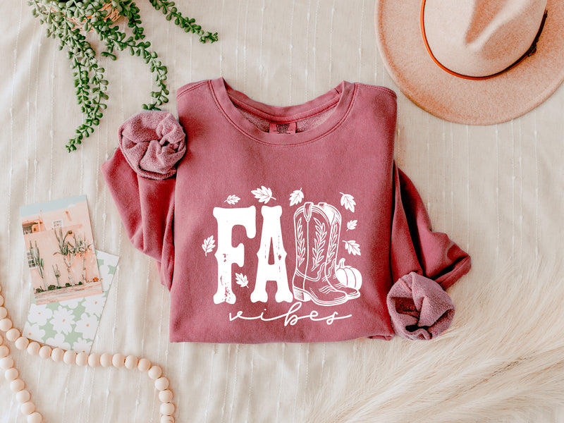 Fall Western Boots Autumn Season Thanksgiving day 100% cotton Garment Dyed Comfort Colors Sweatshirt