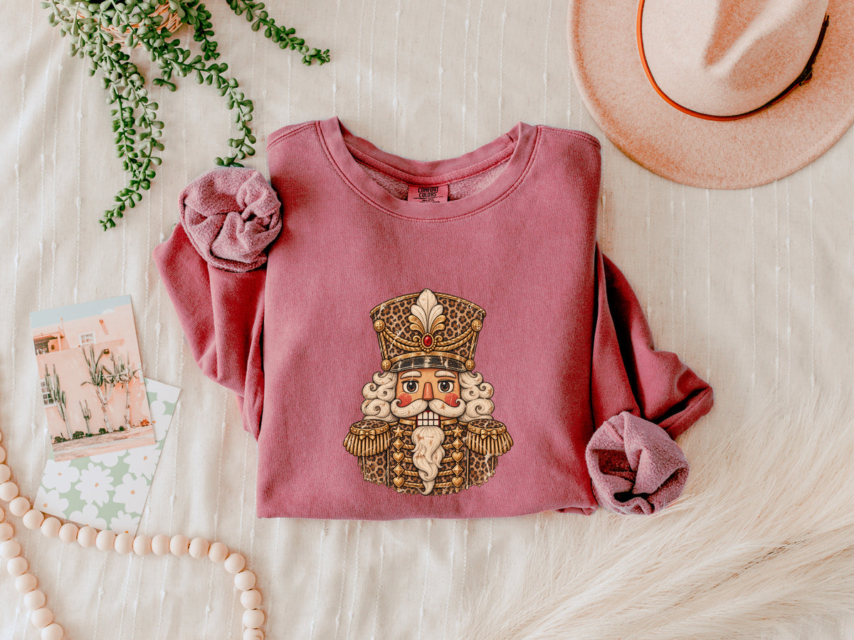 Merry Christmas Leopard Nutcracker Season Comfort Colors Sweatshirt