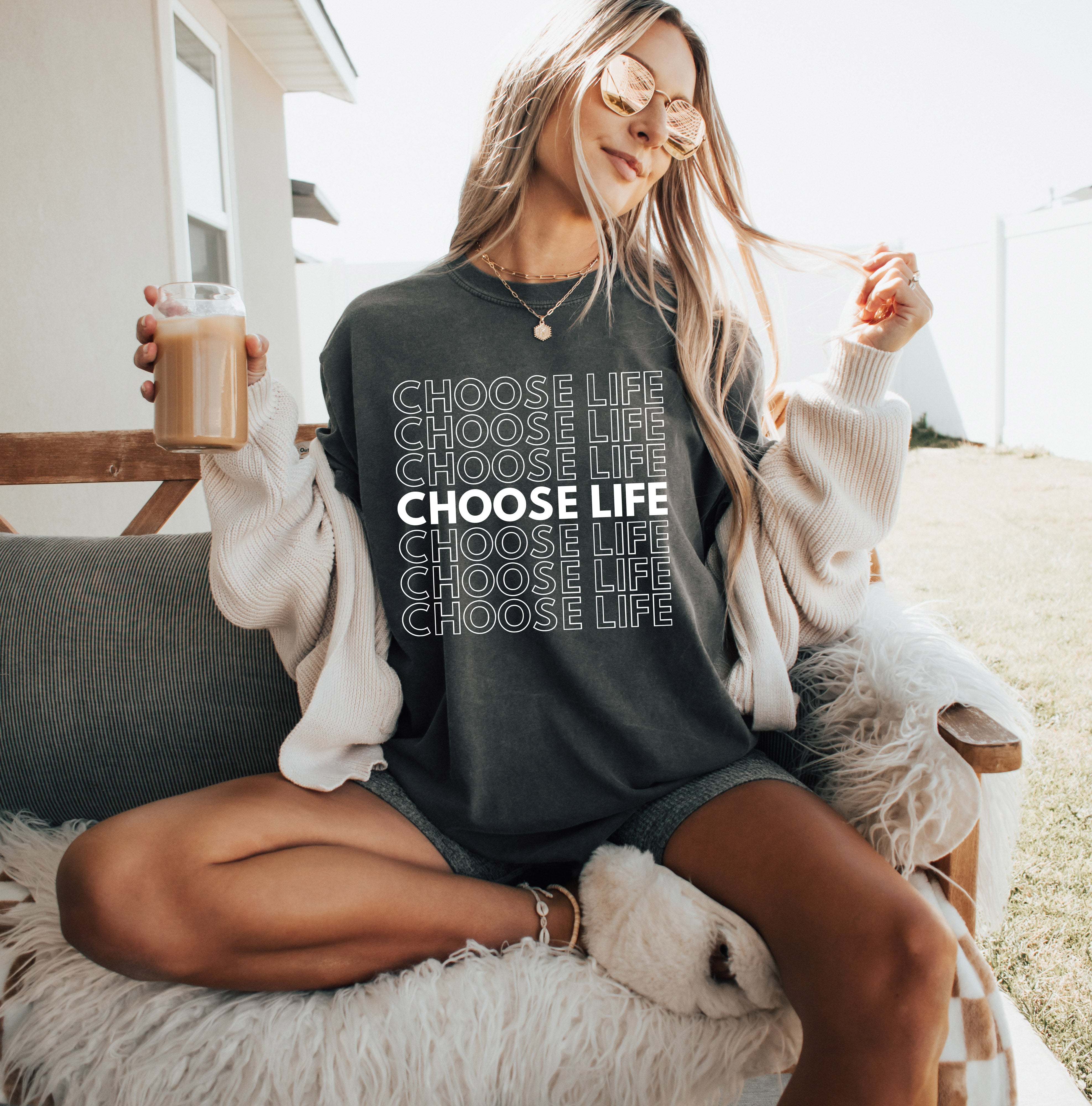 Choose Life Christian Comfort Colors Garment Dyed Christian T Shirt (Repeat)