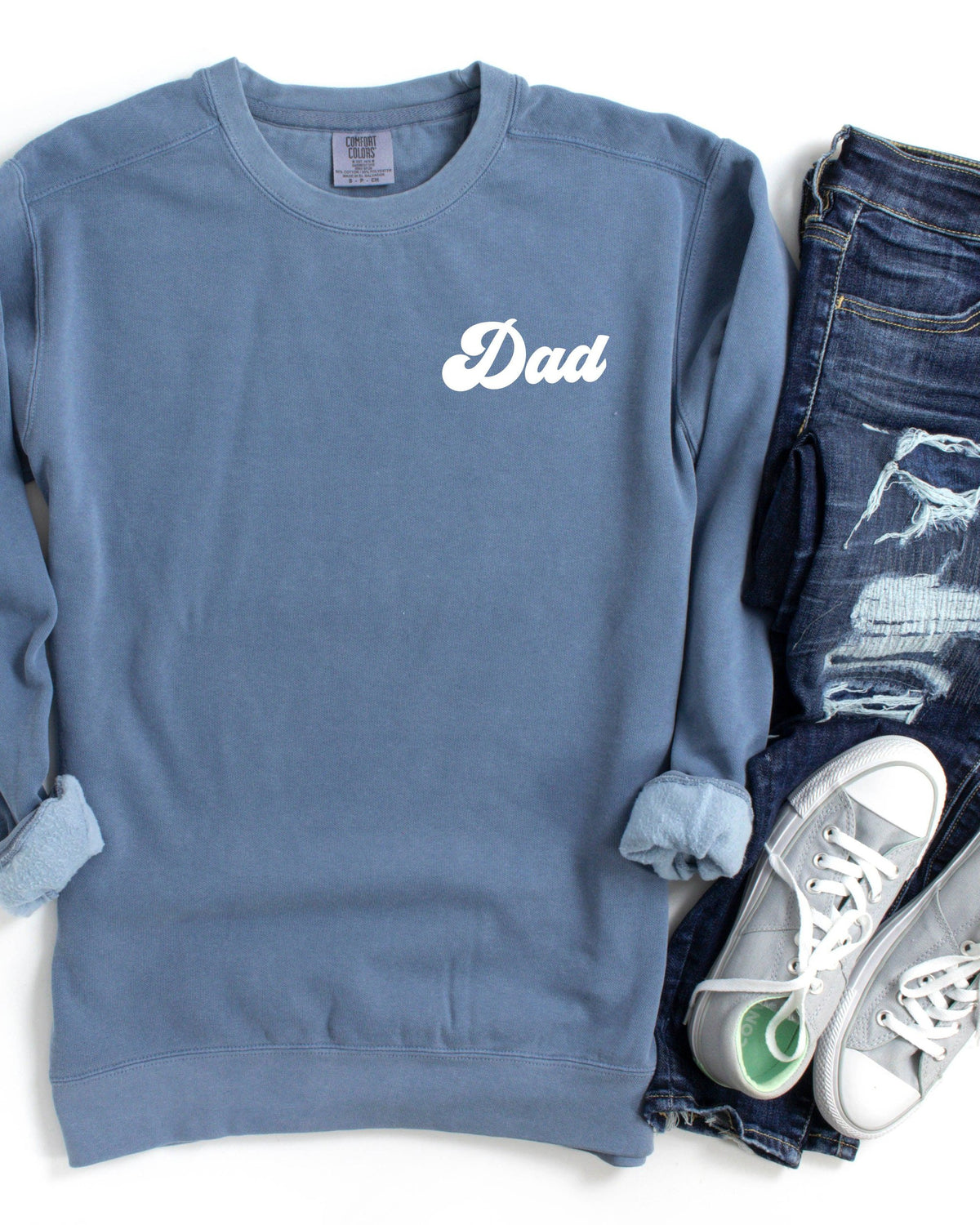 Dad Garment Dyed Comfort Colors Sweatshirt (Groovy Left Chest)