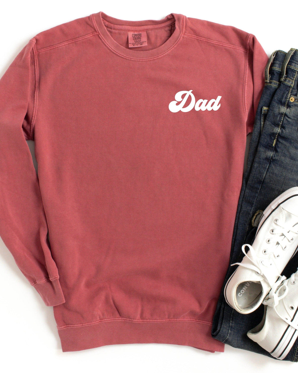 Dad Garment Dyed Comfort Colors Sweatshirt (Groovy Left Chest)
