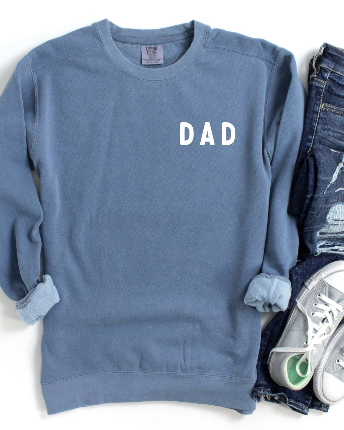 Dad Garment Dyed Comfort Colors Sweatshirt (Rounded font Left Chest)
