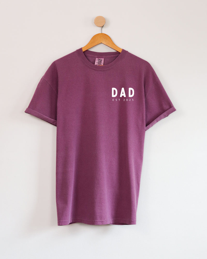 Dad Personalized est year Comfort Colors T Shirt (cali left chest)