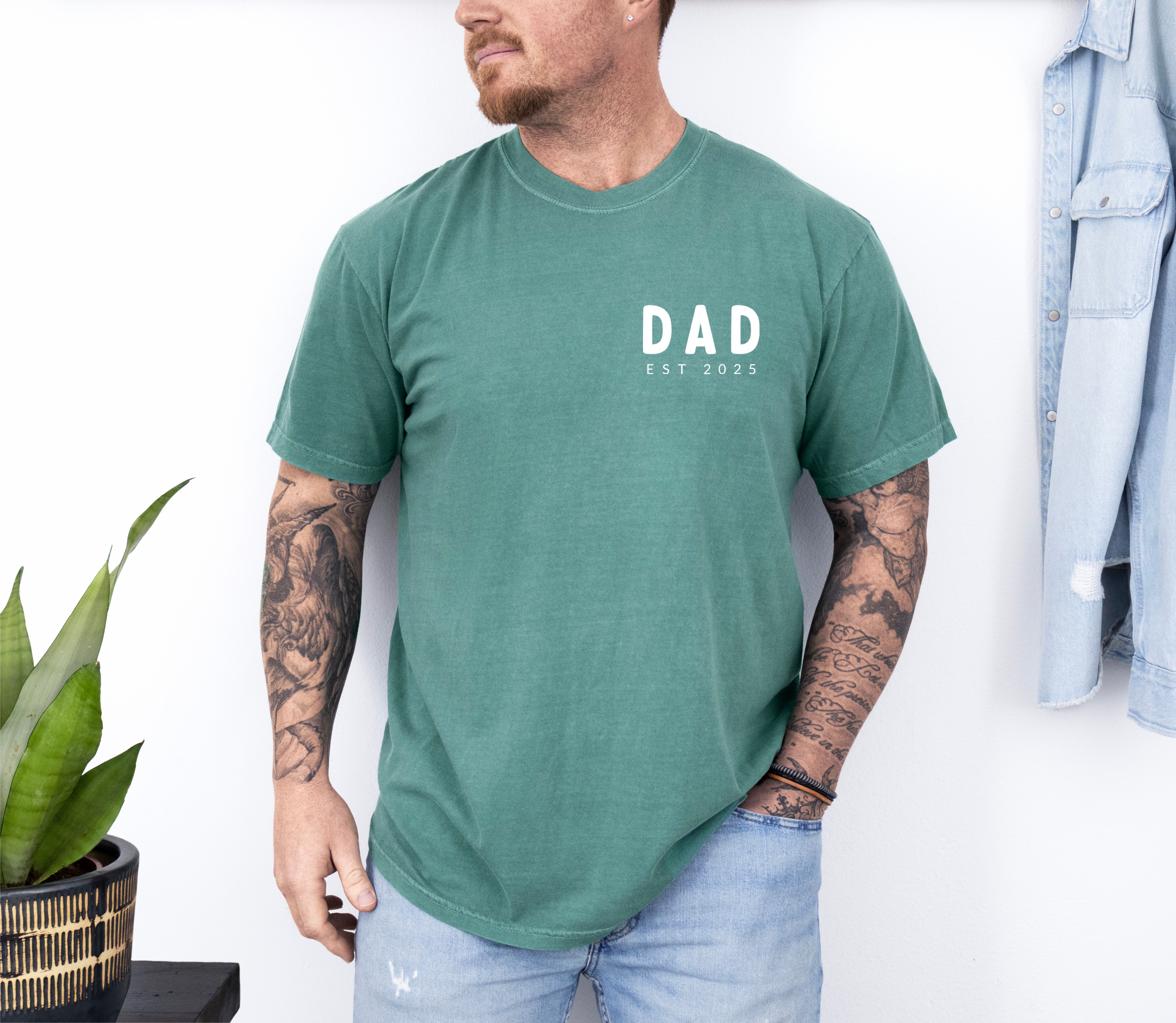 Dad Personalized est year Comfort Colors T Shirt (cali left chest) (Copy)