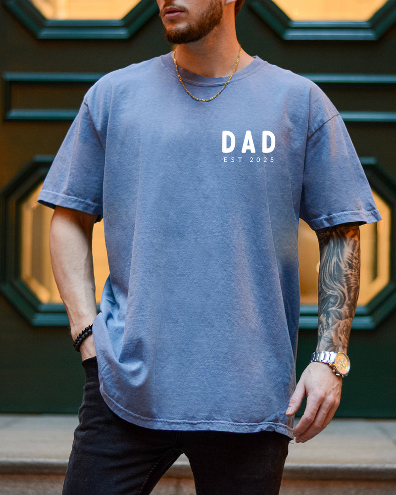 Dad Personalized est year Comfort Colors T Shirt (cali left chest)